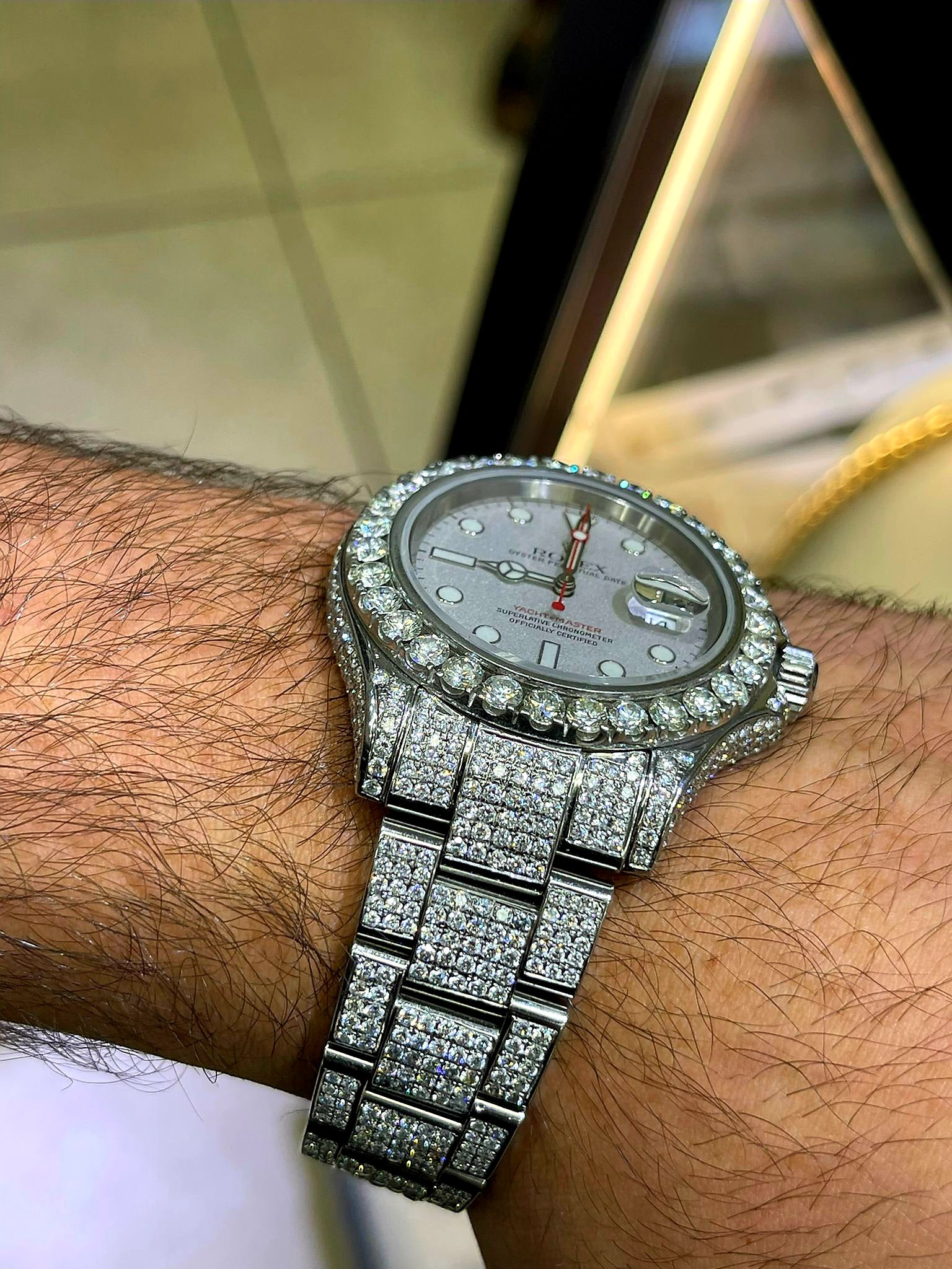 40mm rolex yacht -master all ss bustdown 30cts.t.w vs-1