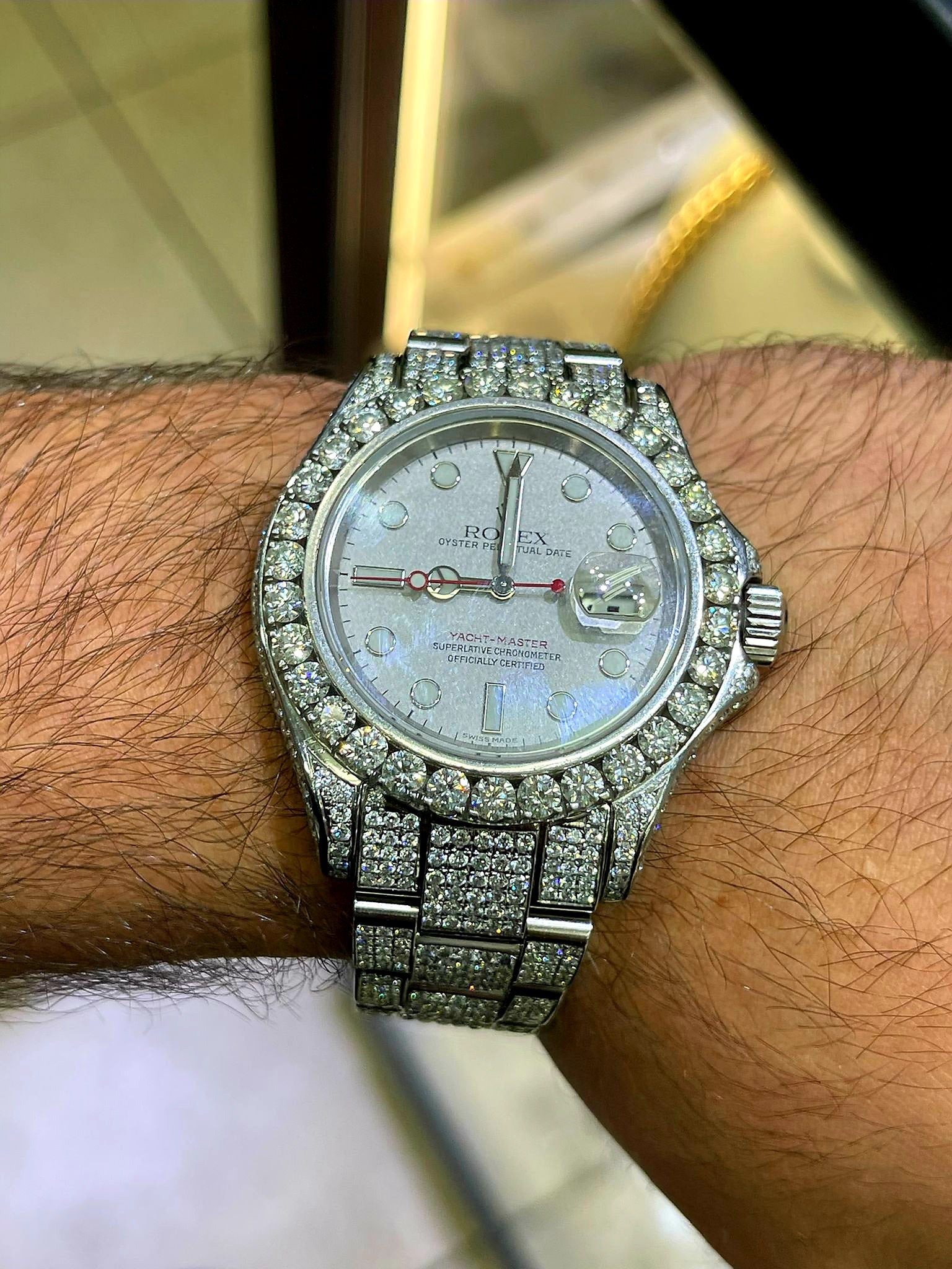40mm rolex yacht -master all ss bustdown 30cts.t.w vs-1