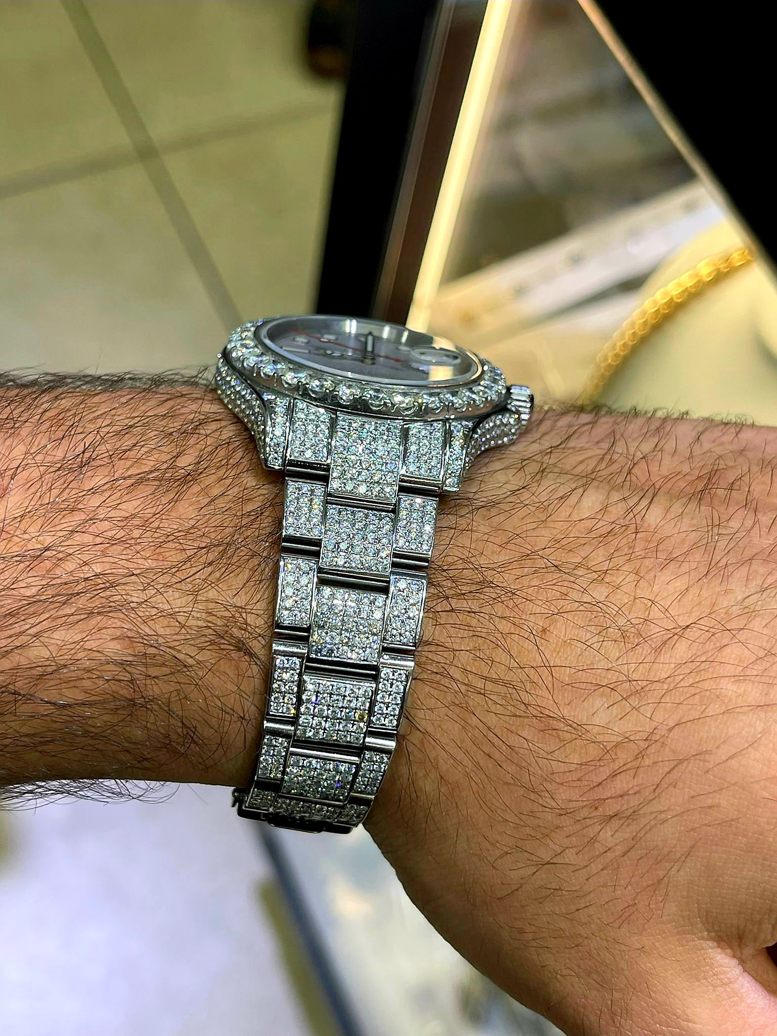 40mm rolex yacht -master all ss bustdown 30cts.t.w vs-1