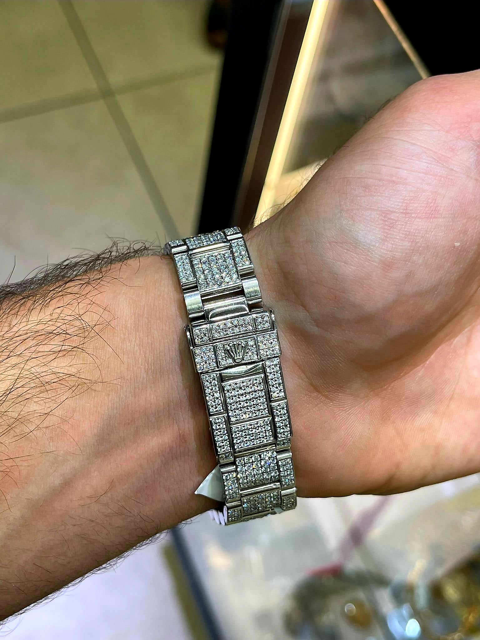 40mm rolex yacht -master all ss bustdown 30cts.t.w vs-1