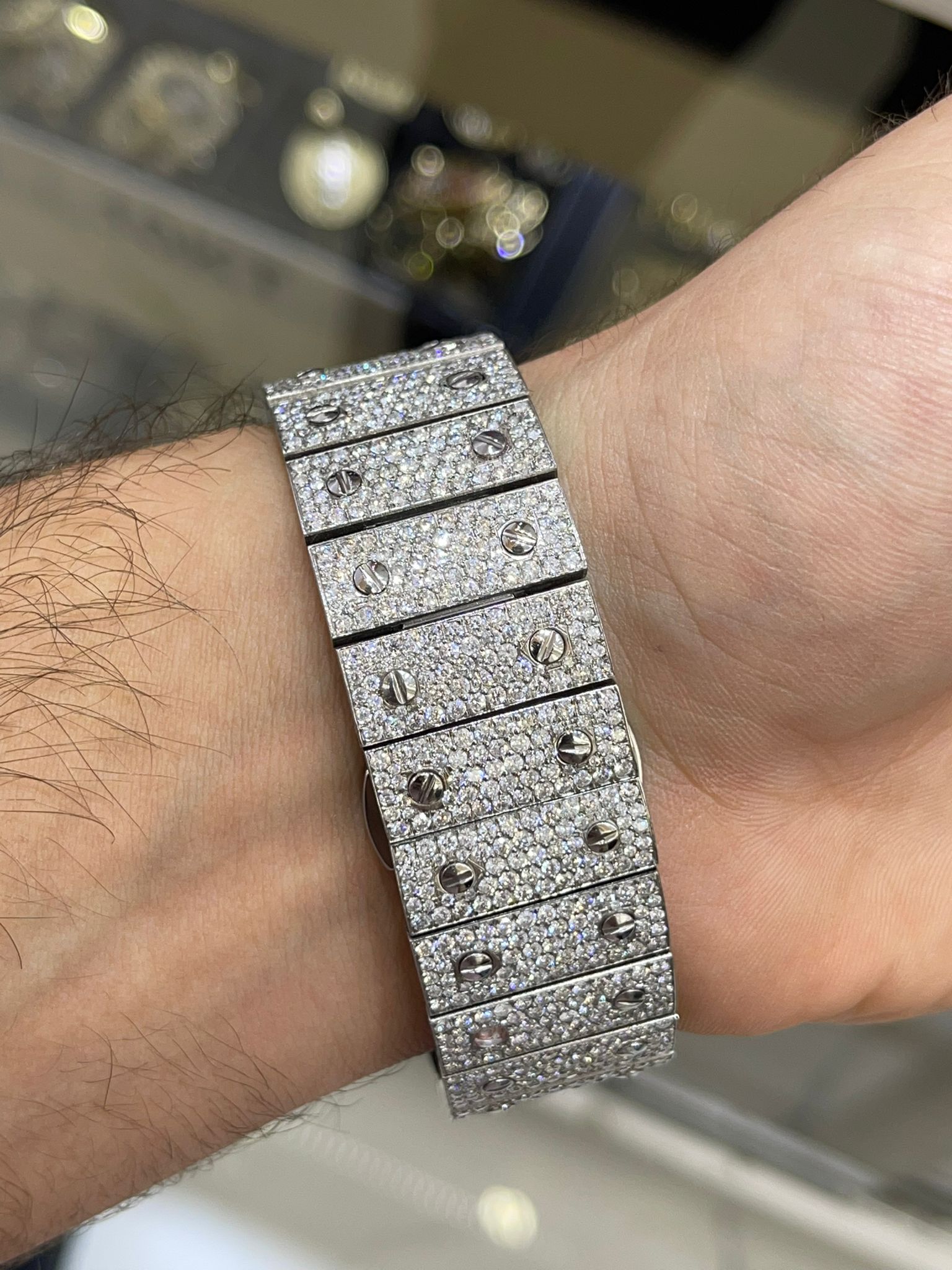 41mm cartier santos xl bust down watch (xtra thick model) 24+ cts .t.w vs1