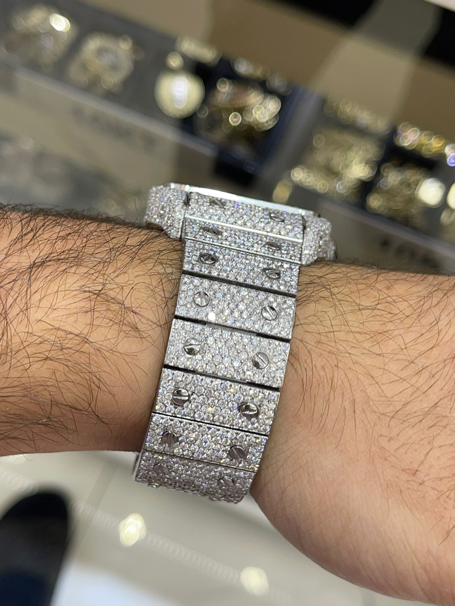 41mm cartier santos xl bust down watch (xtra thick model) 24+ cts .t.w vs1