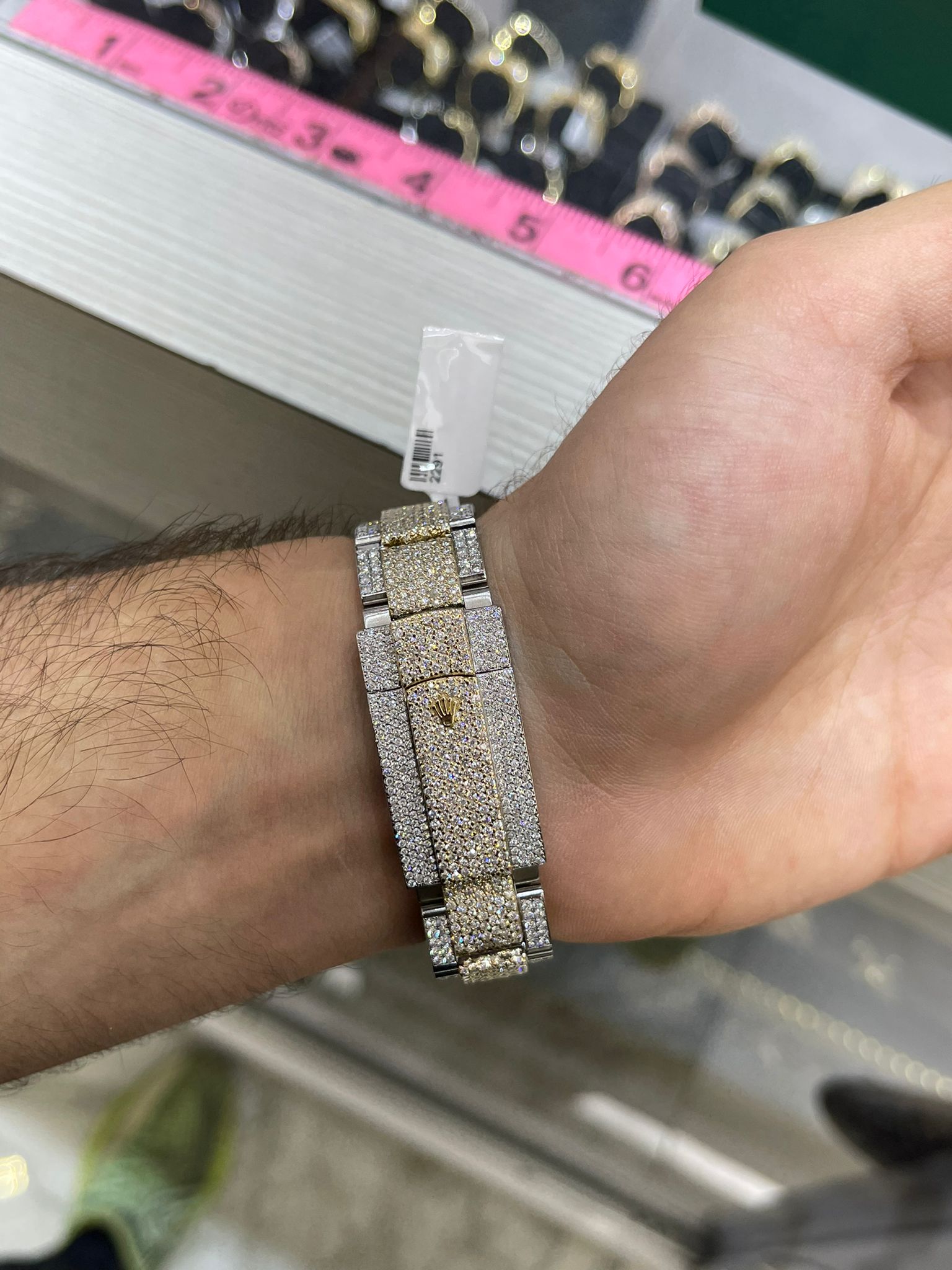 41mm rolex 2019 2-tone 18k double bezel ,(flower set)#126300 roman dial 29cts t.w.