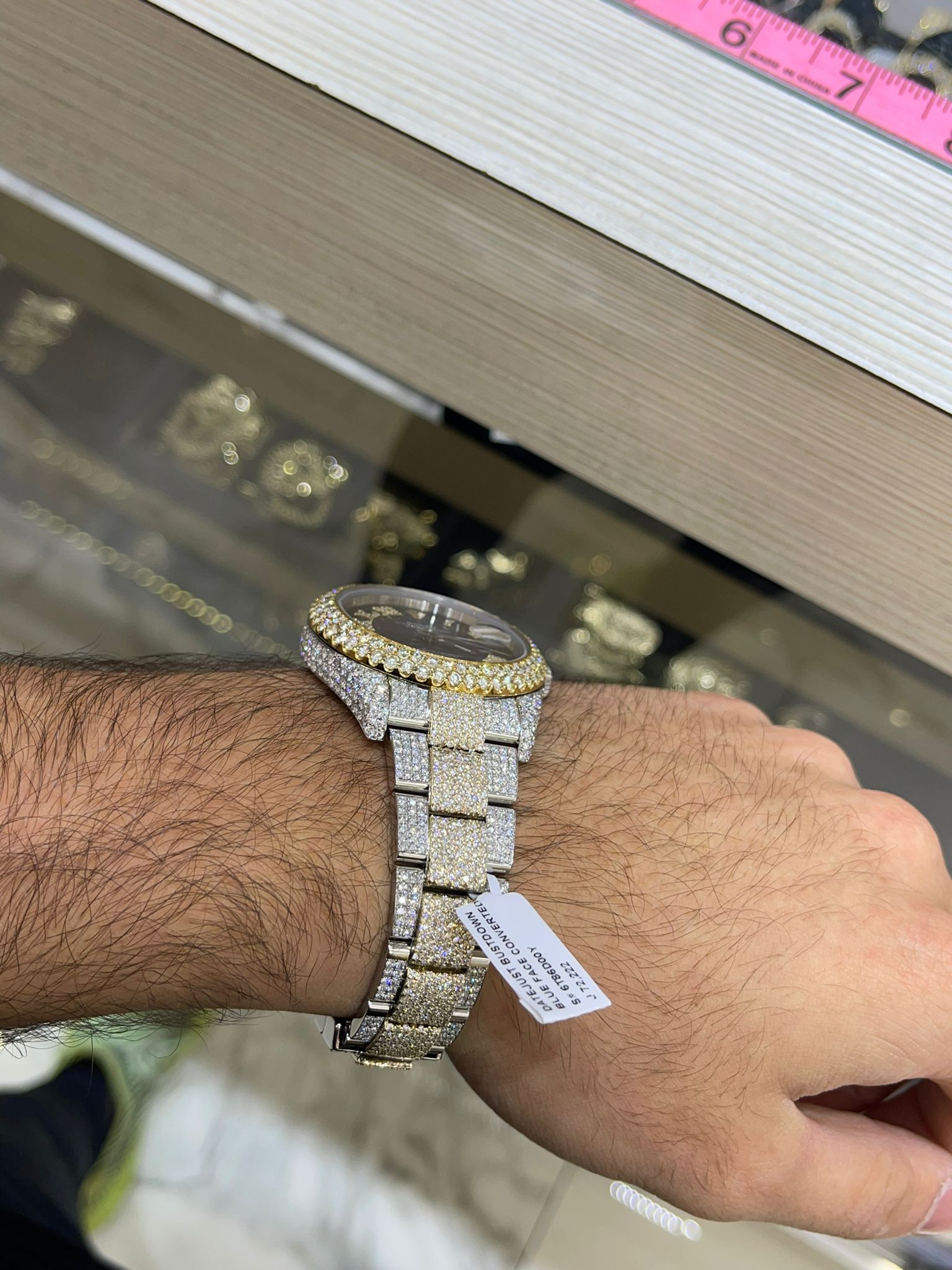 41mm rolex 2019 2-tone 18k double bezel ,(flower set)#126300 roman dial 29cts t.w.