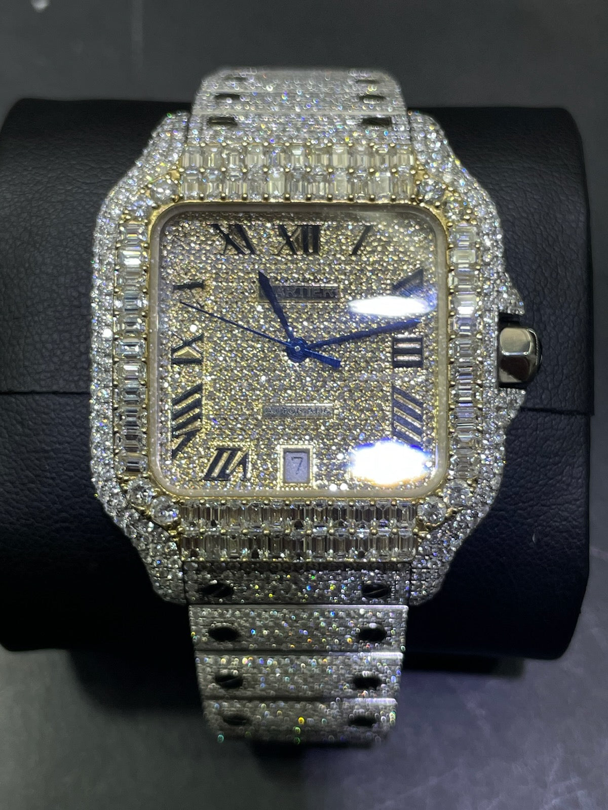 iced out cartier watch baguette cartier watch "iced bust down" 22 cts t.w. vs1 natural diamonds