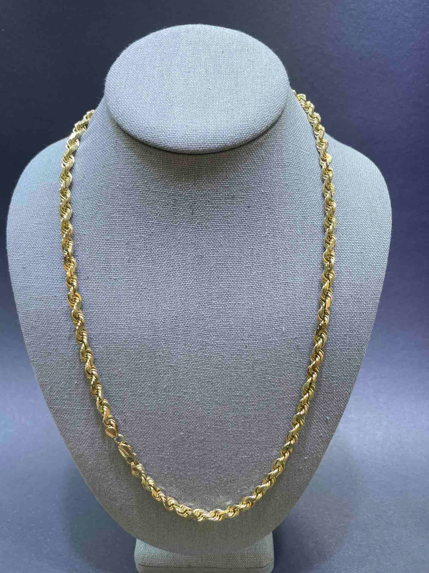 14k Gold Rope Chain 24 Inch 14K Solid Gold Franco Chain Necklace
