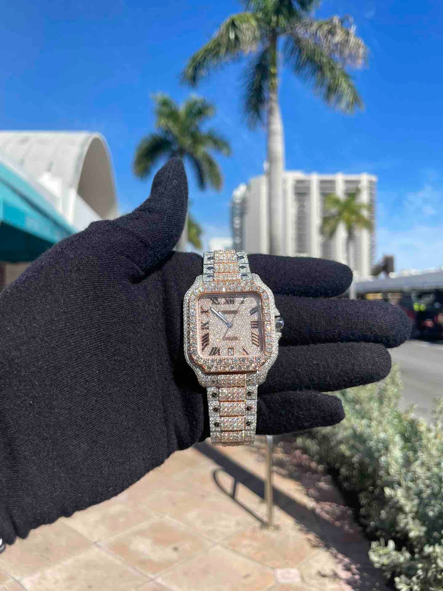 41mm Rose Gold "Iced Bust Down" Cartier Watch