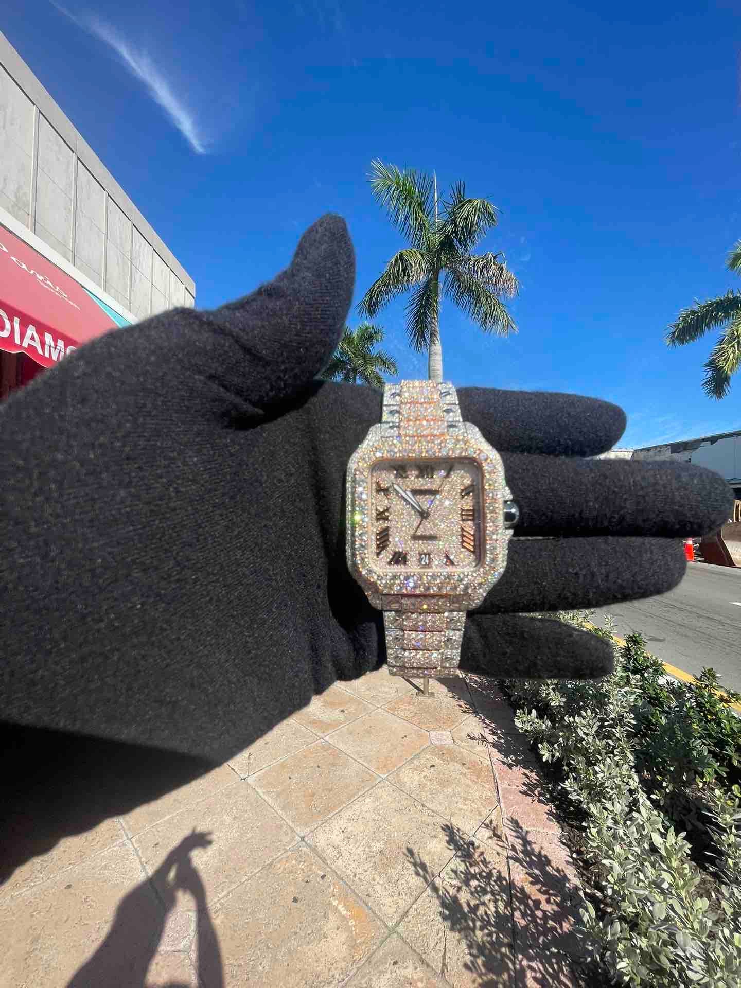 41mm Rose Gold "Iced Bust Down" Cartier Watch