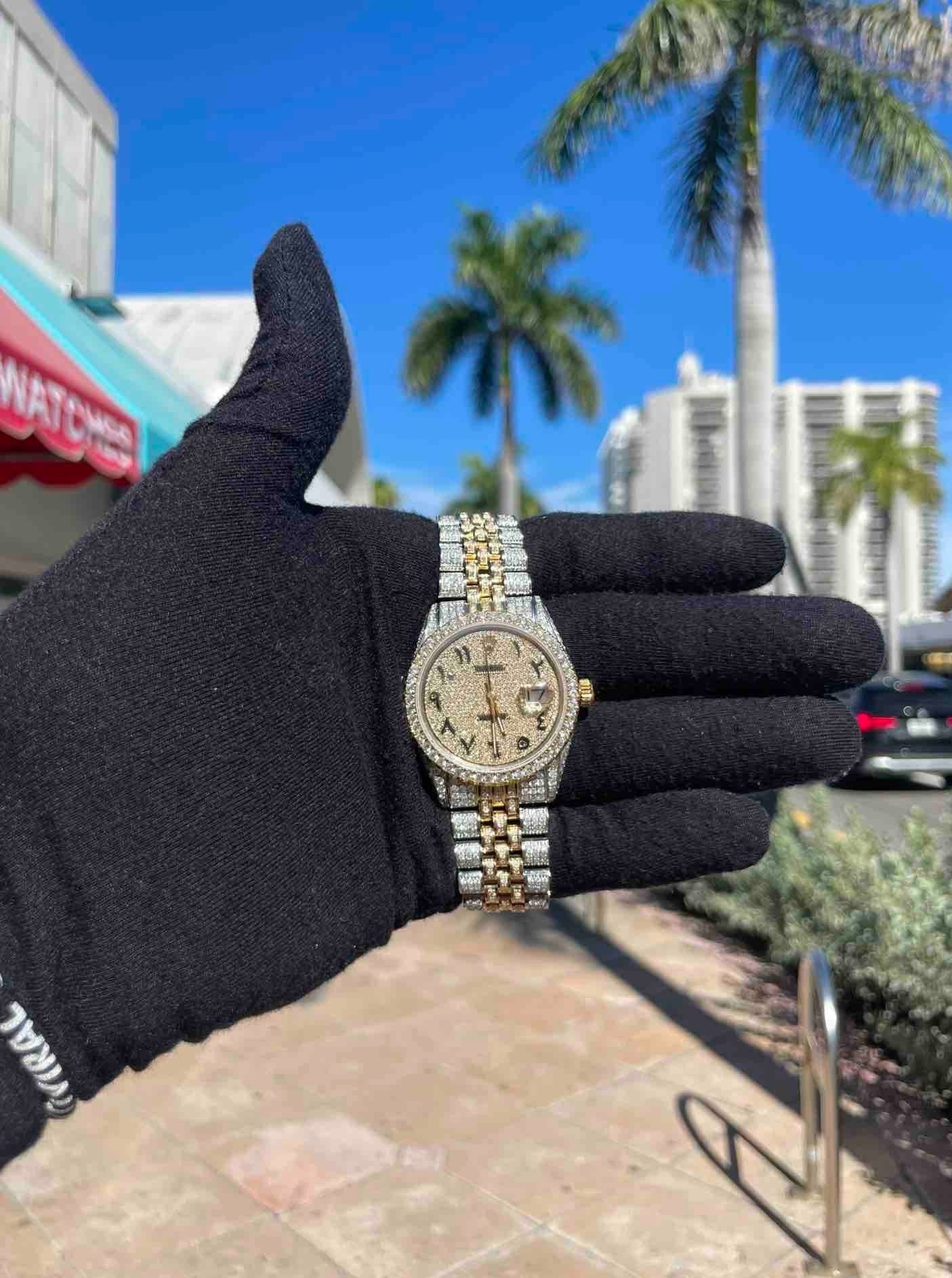 iced out rolex arabic dial