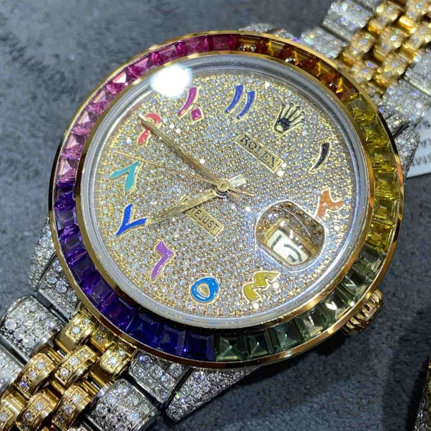 Iced Out Rainbow Rolex