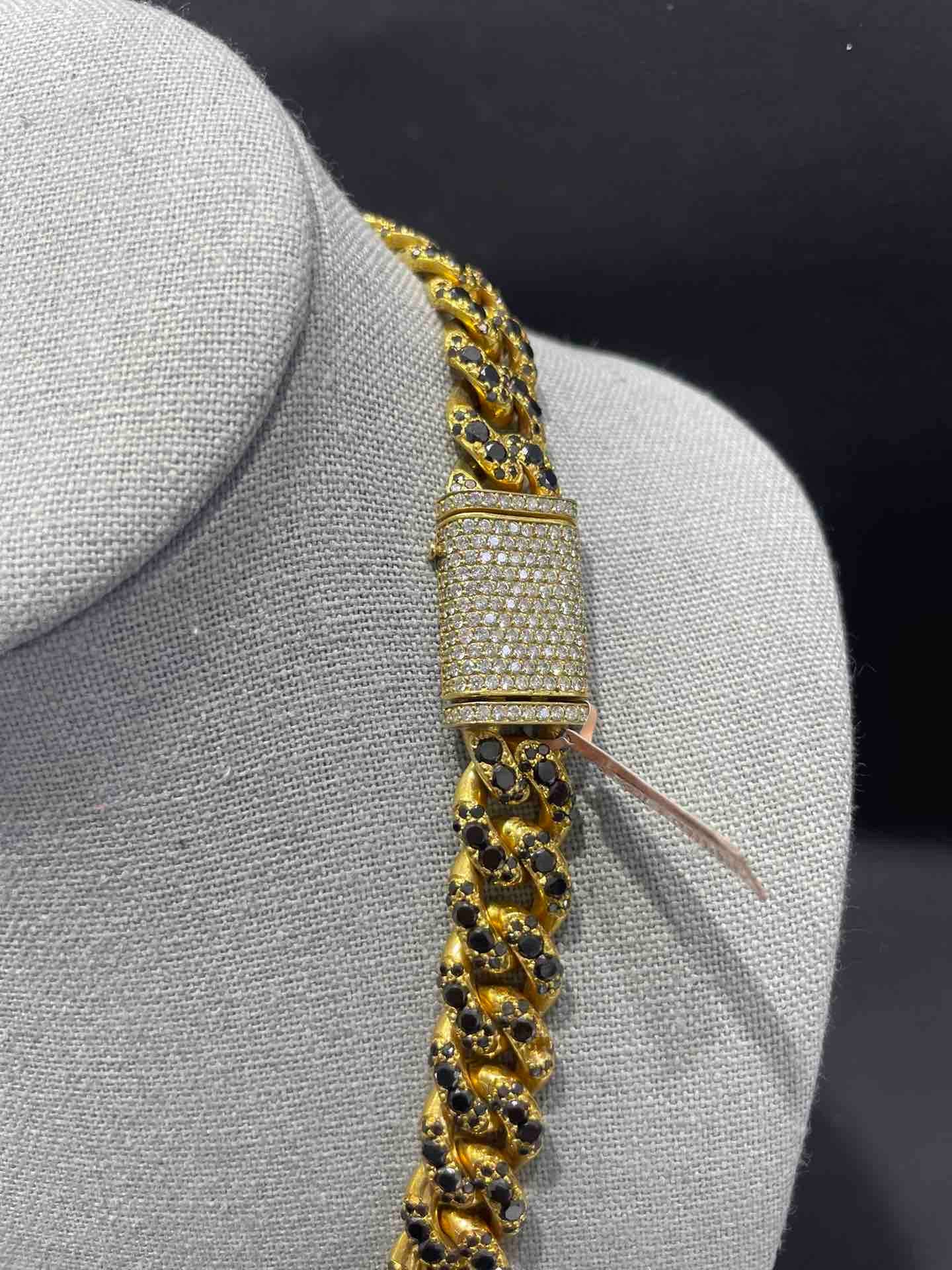 14k ICED OUT BLACK DIAMOND CUBAN LINK VS1 CHAIN