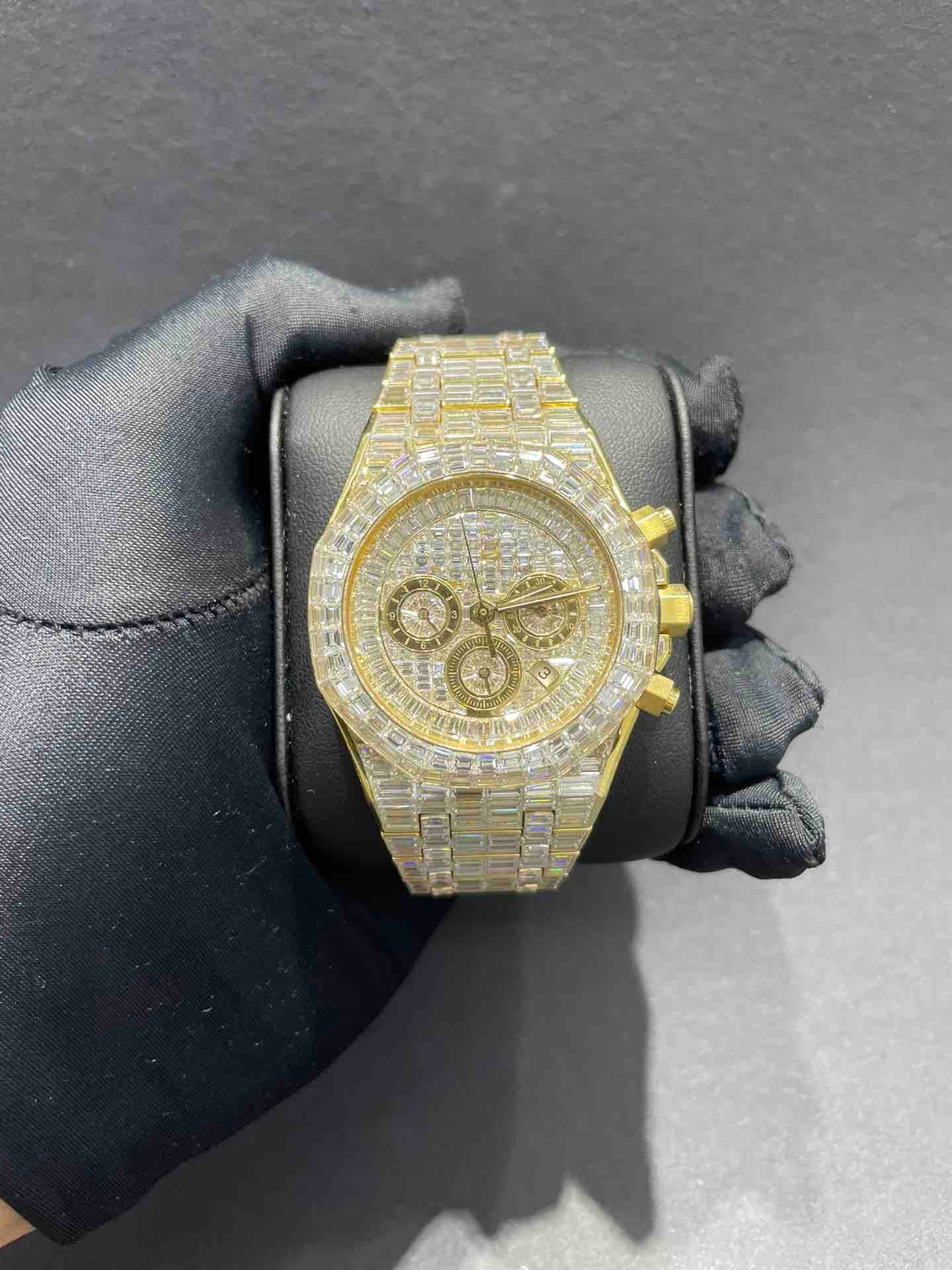 Chandelier Iced Out Audemar Piguet 18k Solid Yellow Gold, 80 cts of VVS1 Natural Diamonds💎 AP "Bust Down" Watch