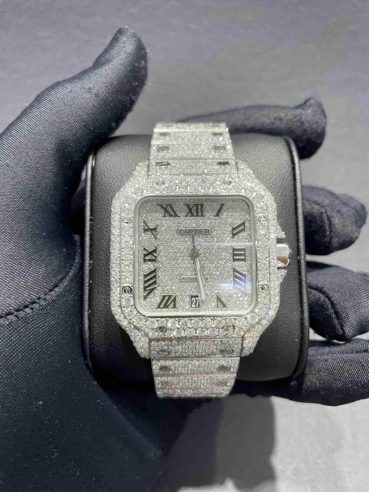 iced out cartier watch