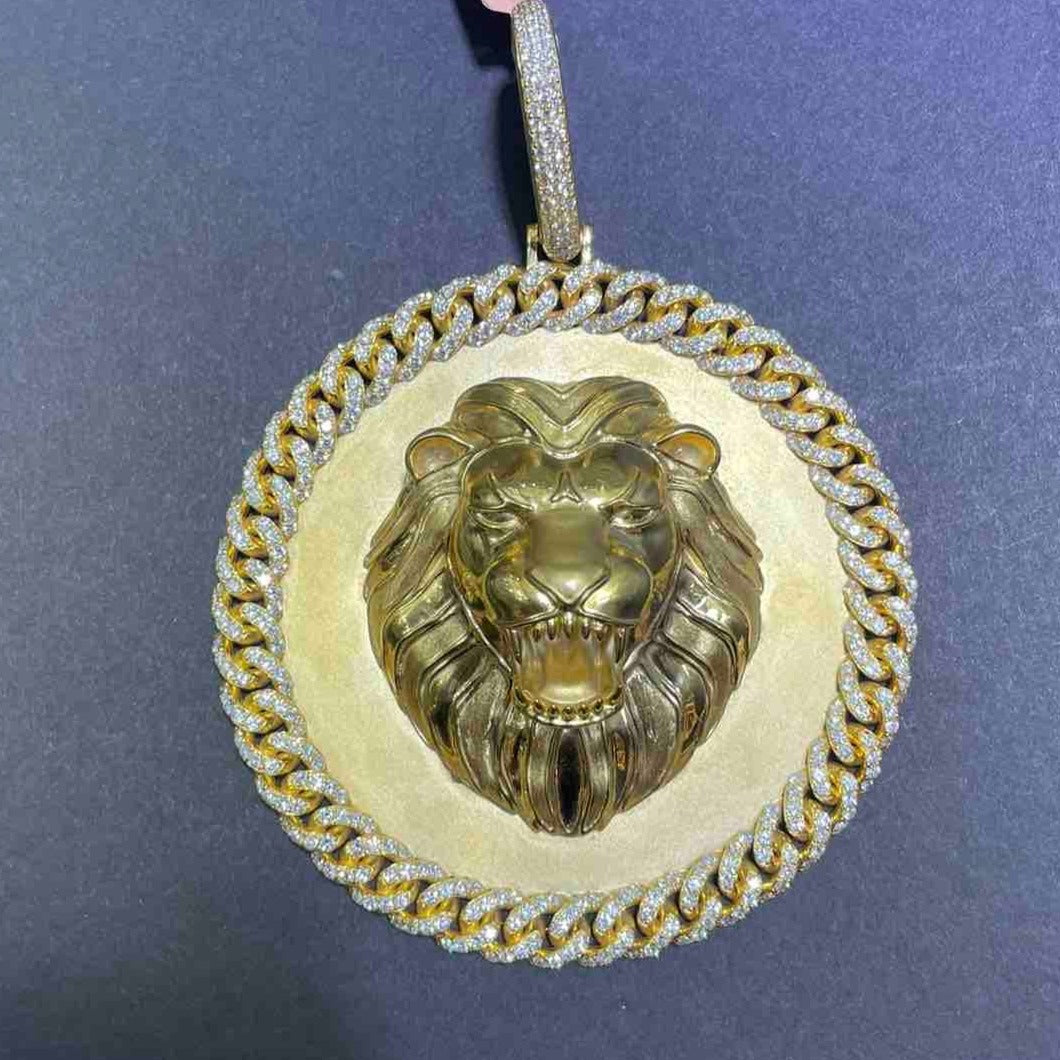 Brand New Custom Made 14k Solid Gold "Iced Out" Tiger Charm Pendant with vvs1 natural diamonds