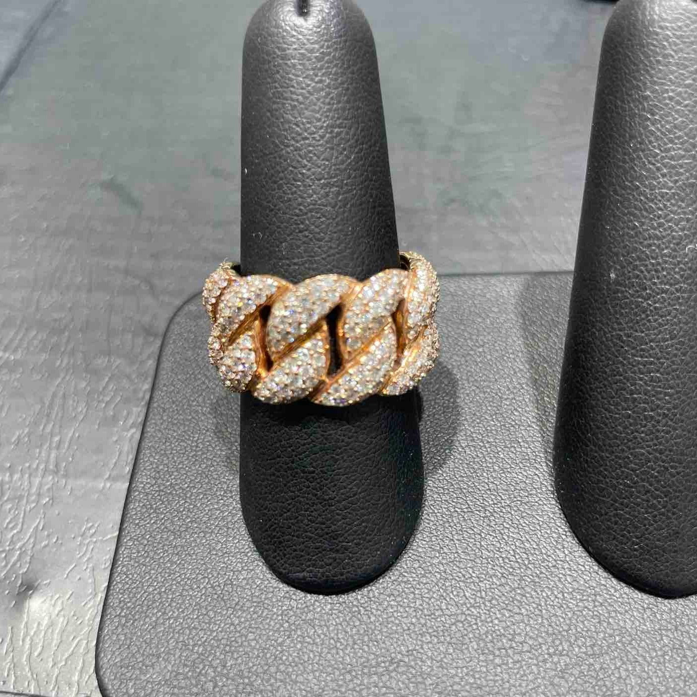 HANDMADE ROSE GOLD ICED MIAMI CUBAN LINK RING