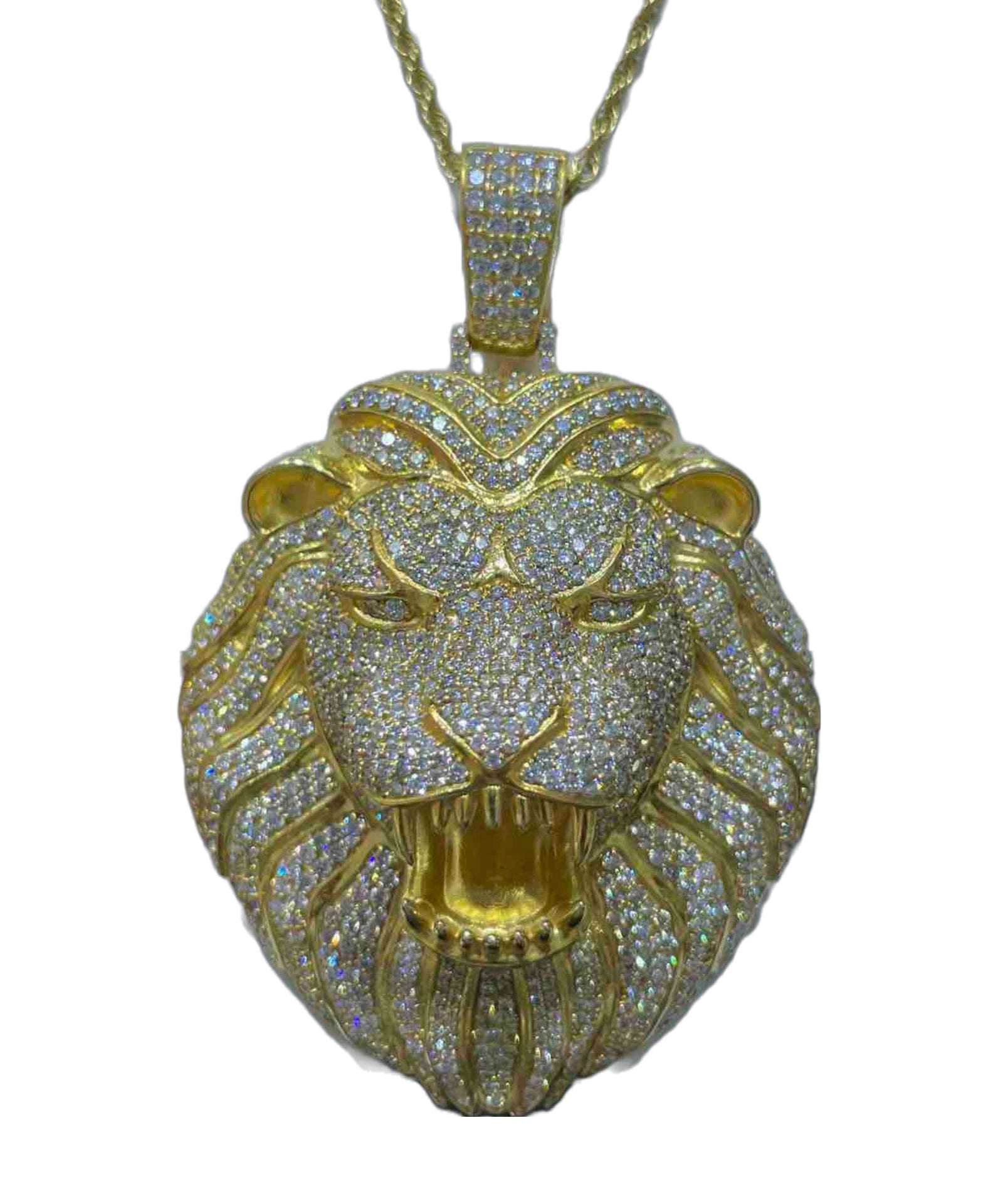 14k "Flooded" Bust Down Tiger Pendant flooded with VVS1 Natural Diamonds💎 18.11 cts (1,382 pcs, F+) 103.5 grams of 14k Yellow Gold.