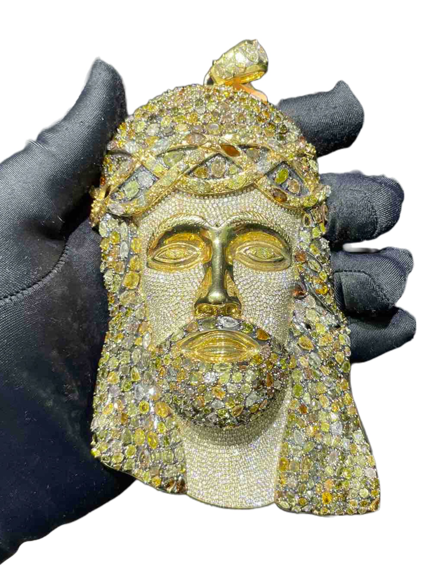 14k Diamond Jesus Charm Yellow Gold Success