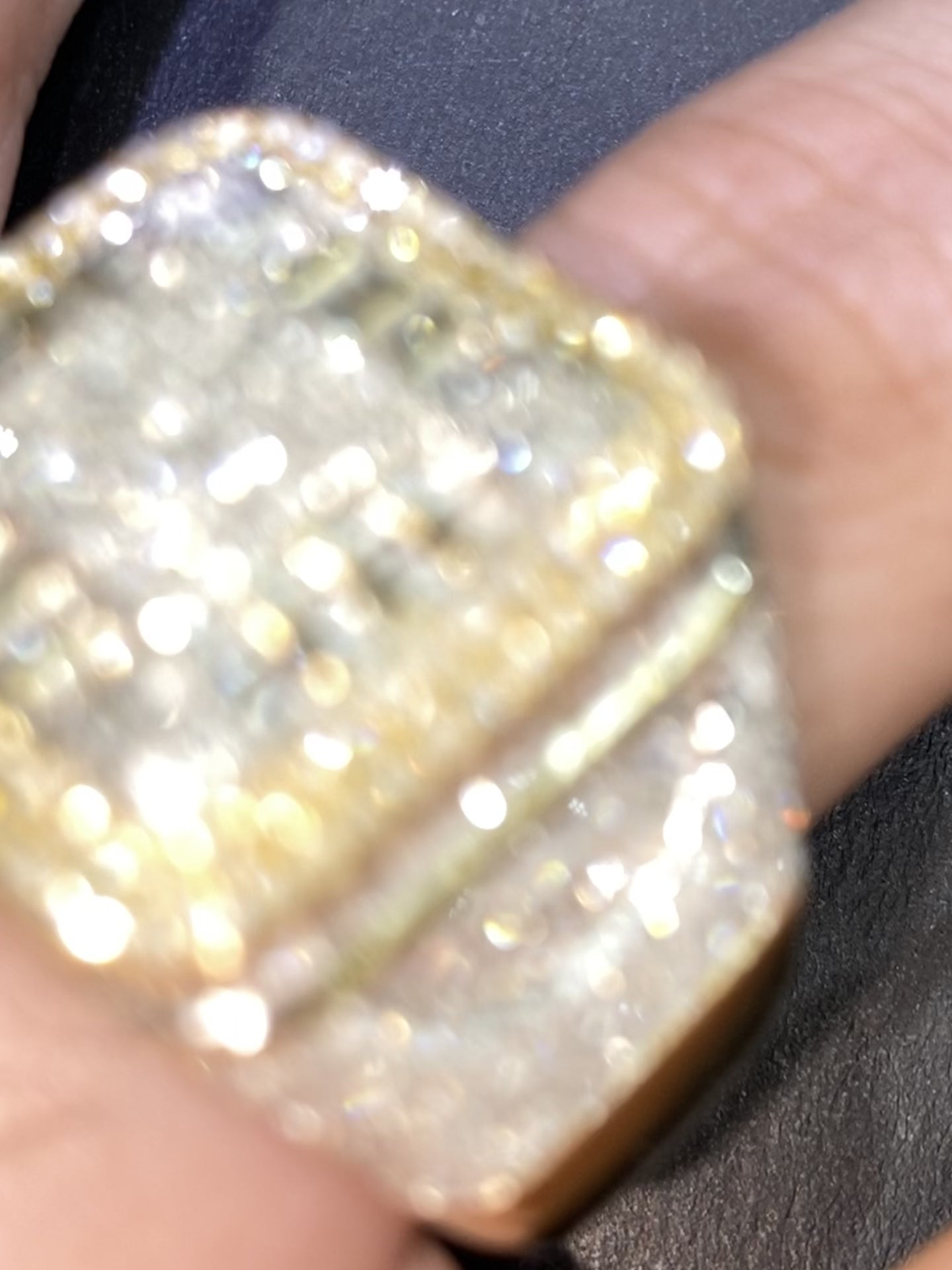 Bust Down Baguette Hip Hop Ring Yellow Gold