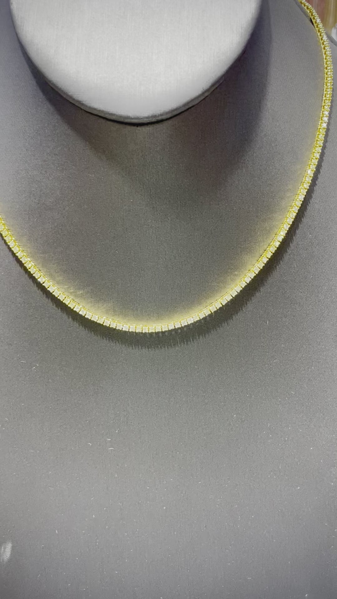 vs1 14k "bust down" tennis chain iced 6.32 cts natural diamonds t.w. yellow gold