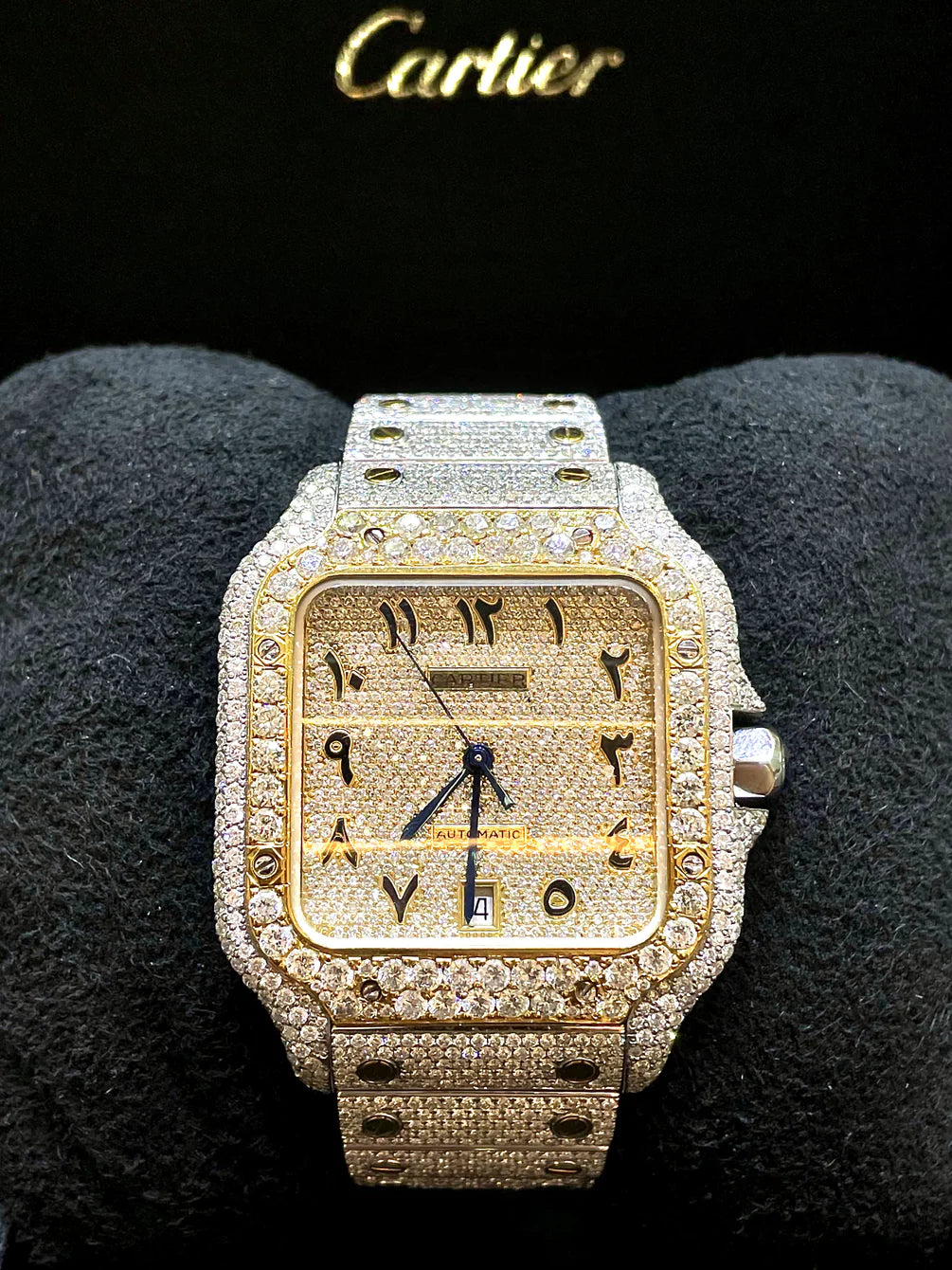 Cartier Santos Iced Out Arabic