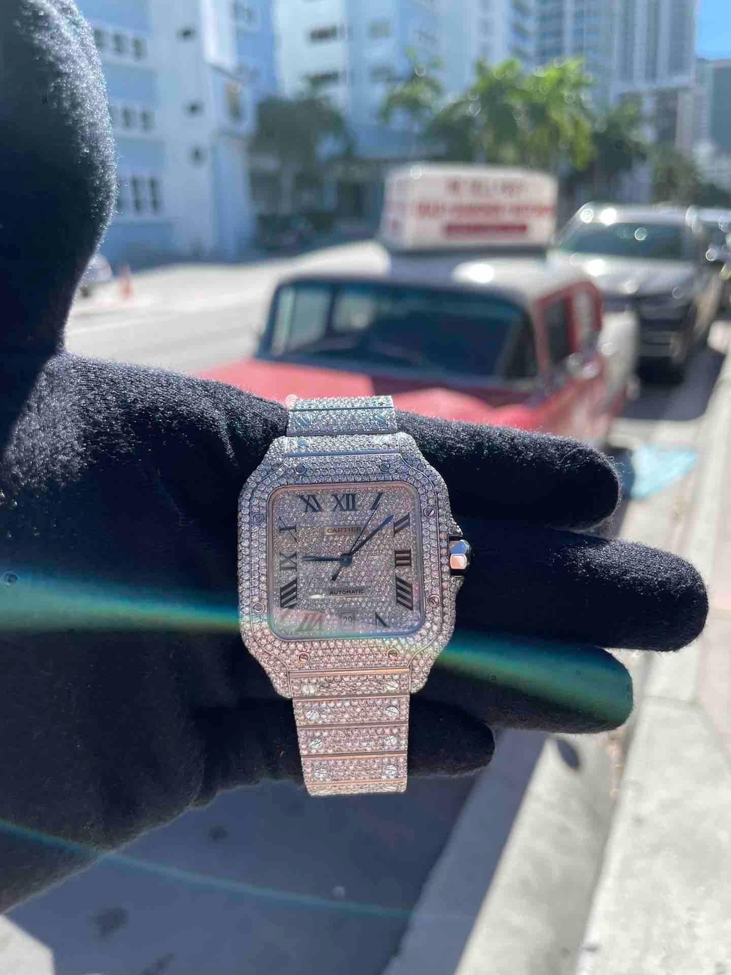 41mm Cartier Santos xl "Iced Bustdown" Vs1 Watch