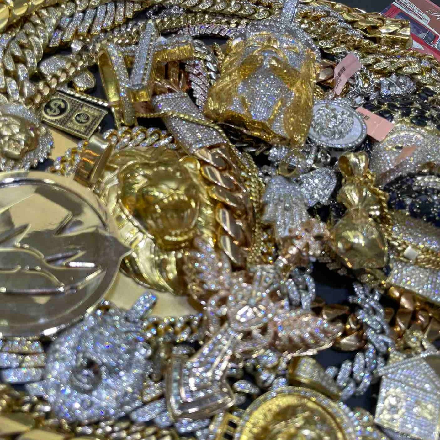 14k VVS1 Natural Diamond Hand of God 14k Iced Pendant