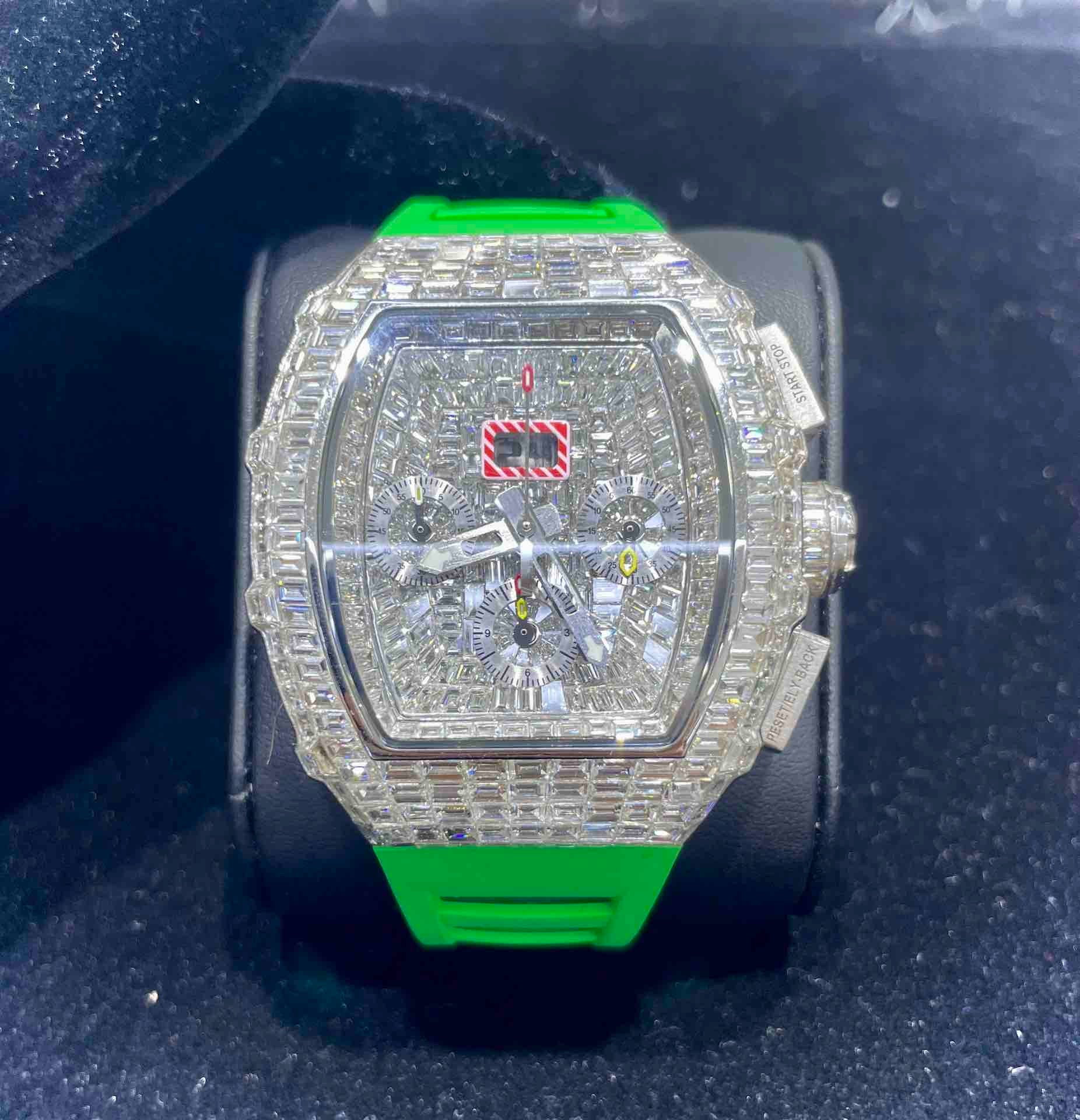iced out richard mille bust down watch