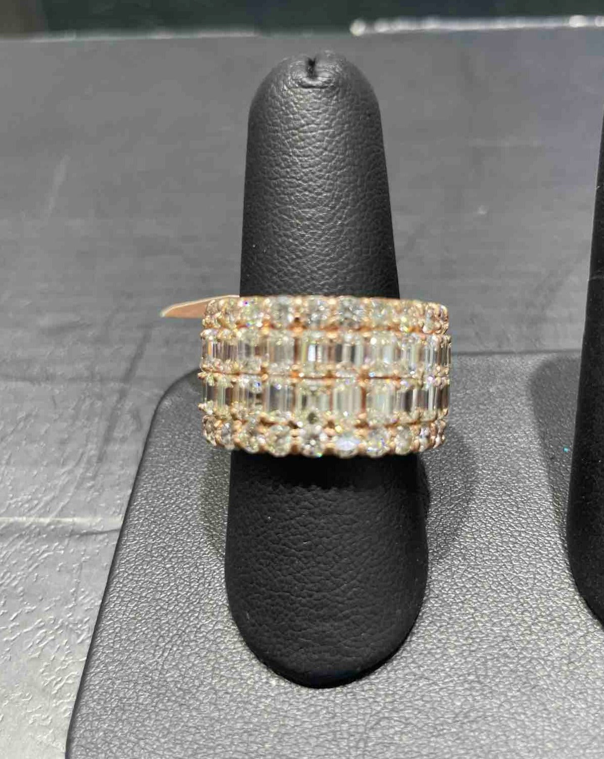 14k VS1 Iced Out Diamond Ring Eternity Emerald Cut