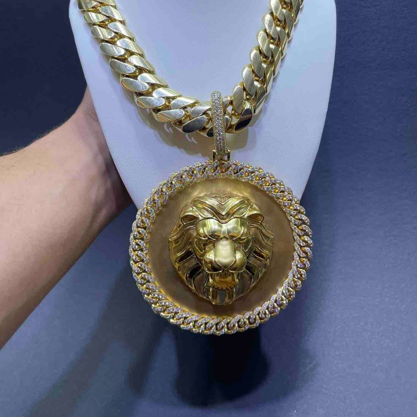 Brand New Custom Made 14k Solid Gold "Iced Out" Tiger Charm Pendant with vvs1 natural diamonds