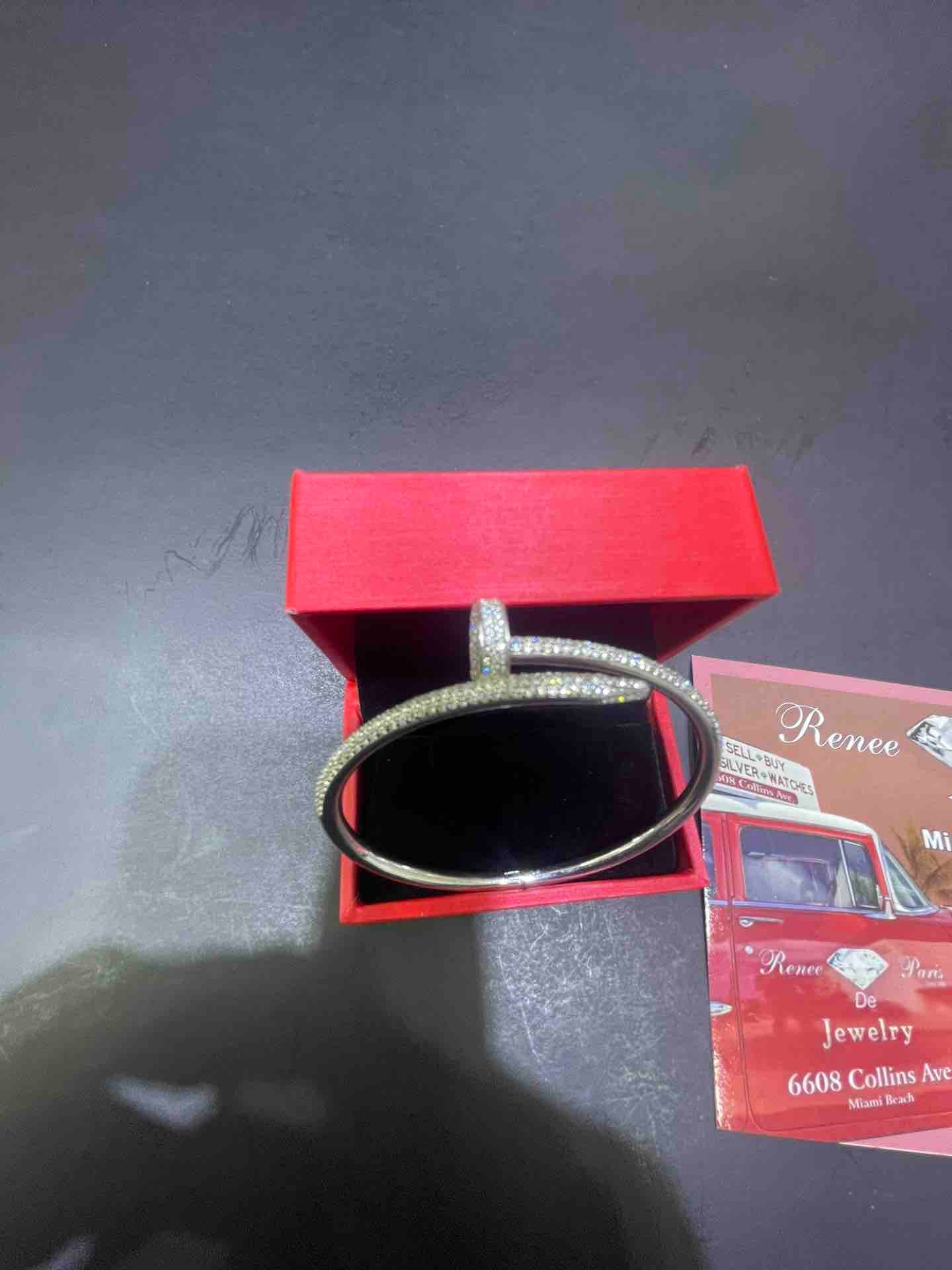 "14k White Gold Iced Out Nail Bengal Bracelet"