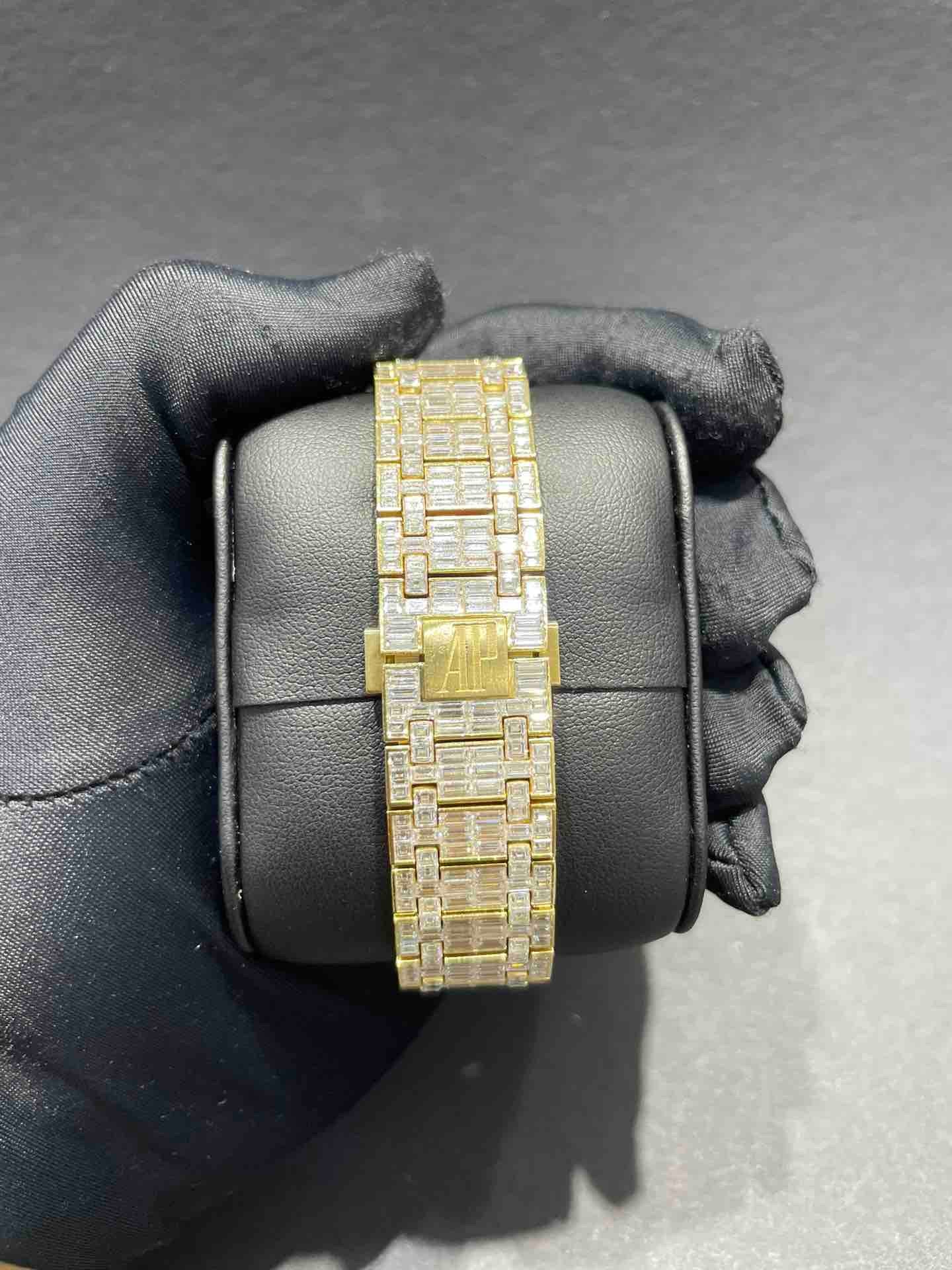 Chandelier Iced Out Audemar Piguet 18k Solid Yellow Gold, 80 cts of VVS1 Natural Diamonds💎 AP "Bust Down" Watch