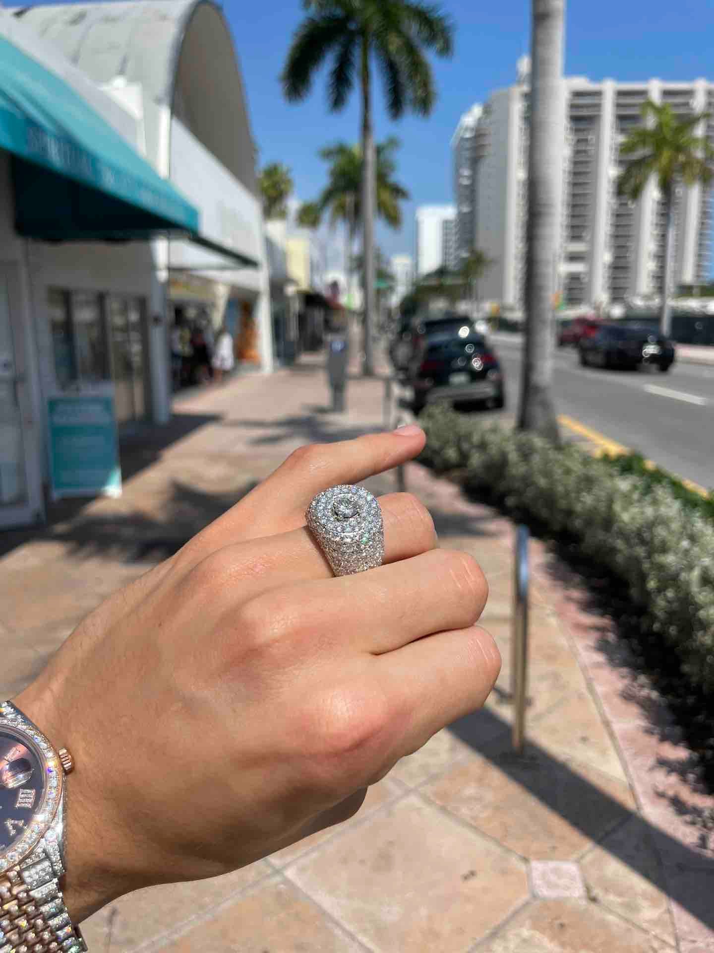 14k ICED OUT VVS RING