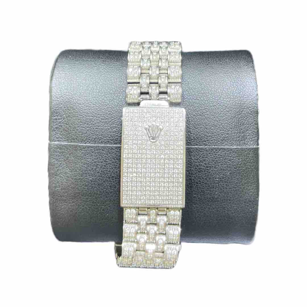 36mm rolex "bust down" iced stainless steel. 15 cts t.w.