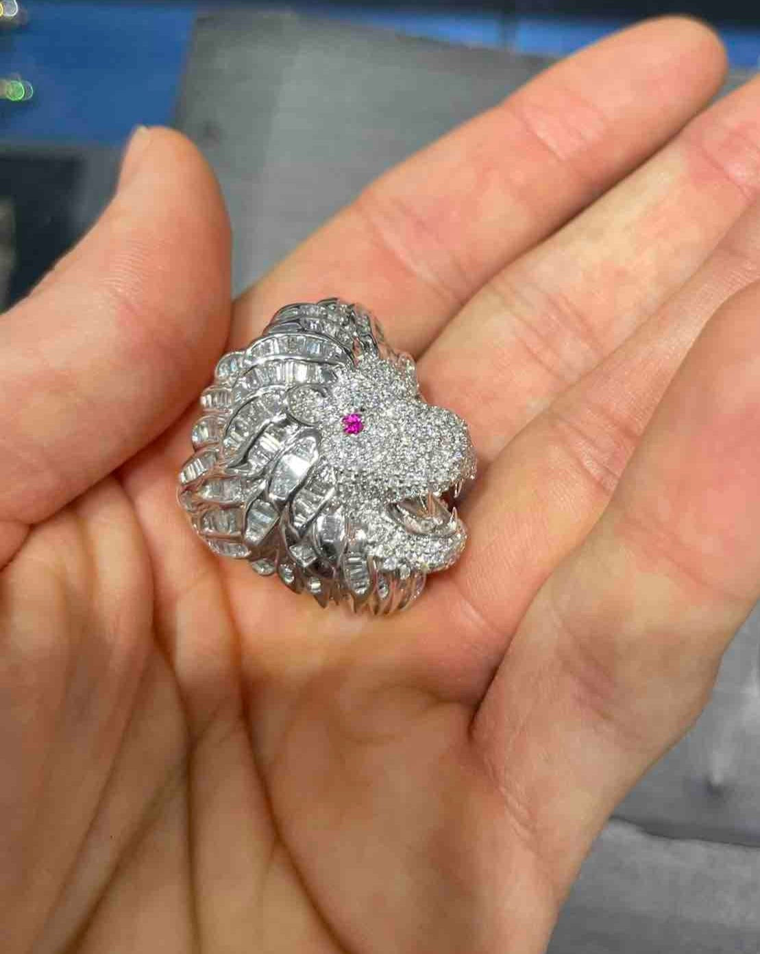 ICED OUT LION RING