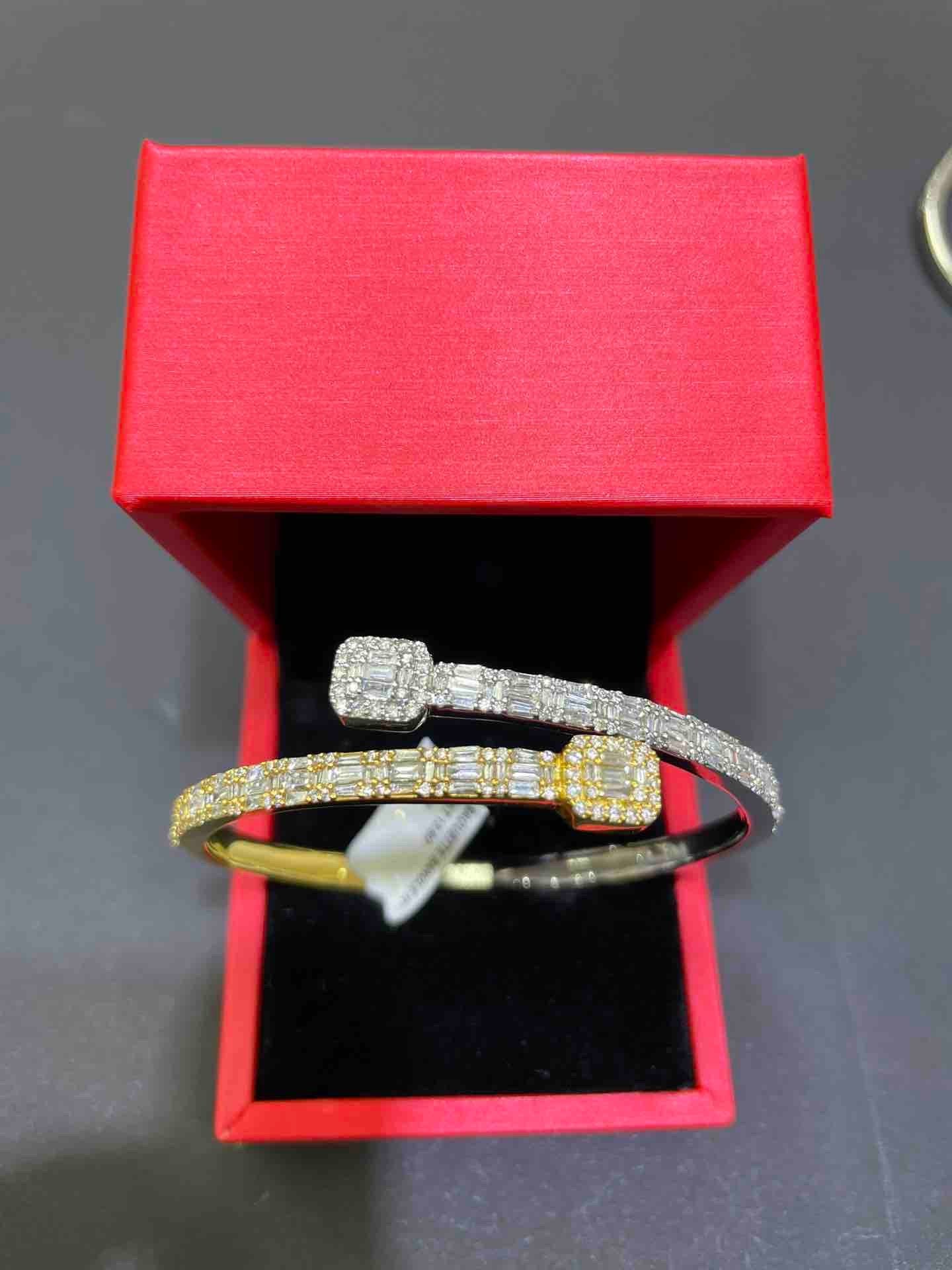 10k Diamond Baguette Iced Out Bangle Two Tone
