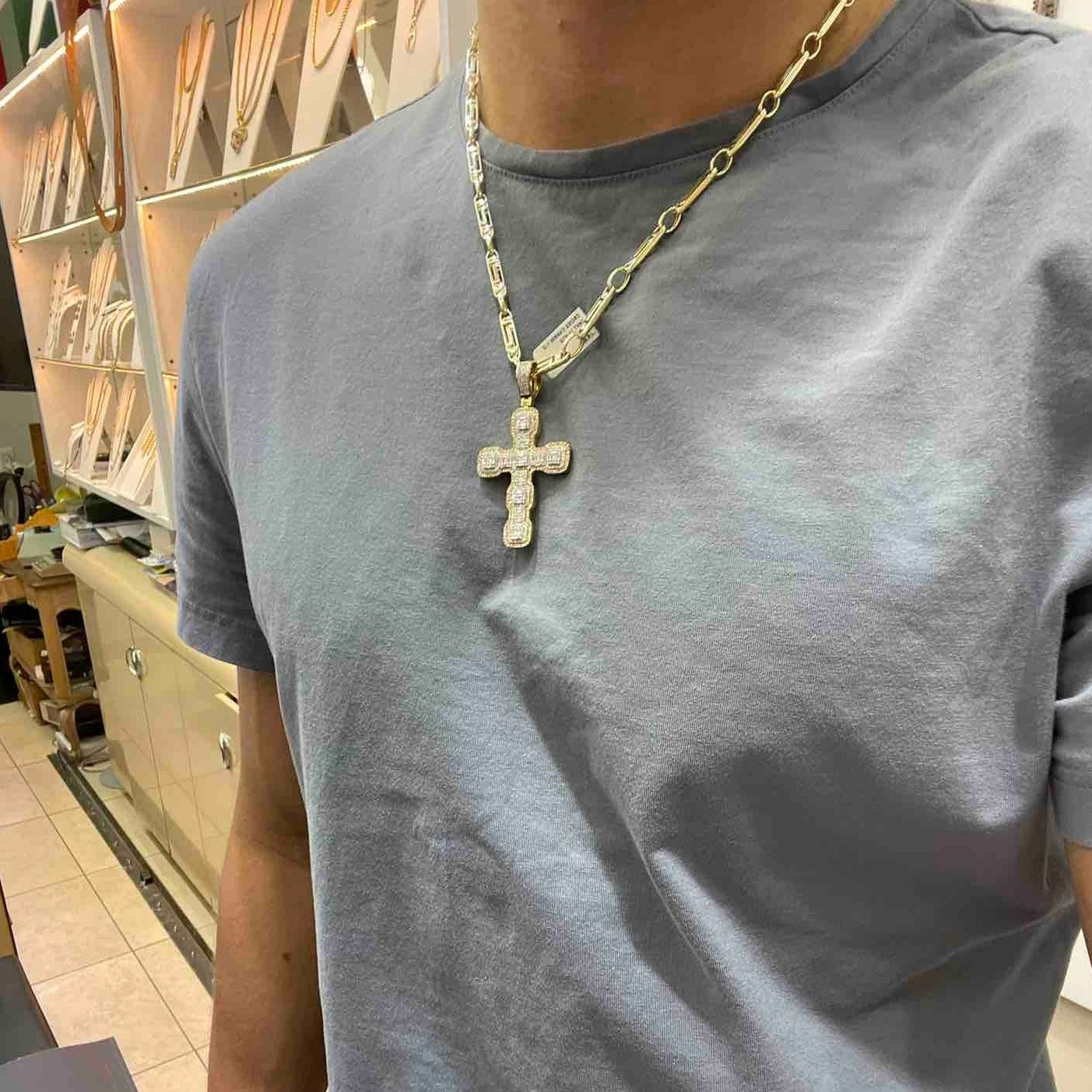 "Iced Out Cross Pendant 14k"