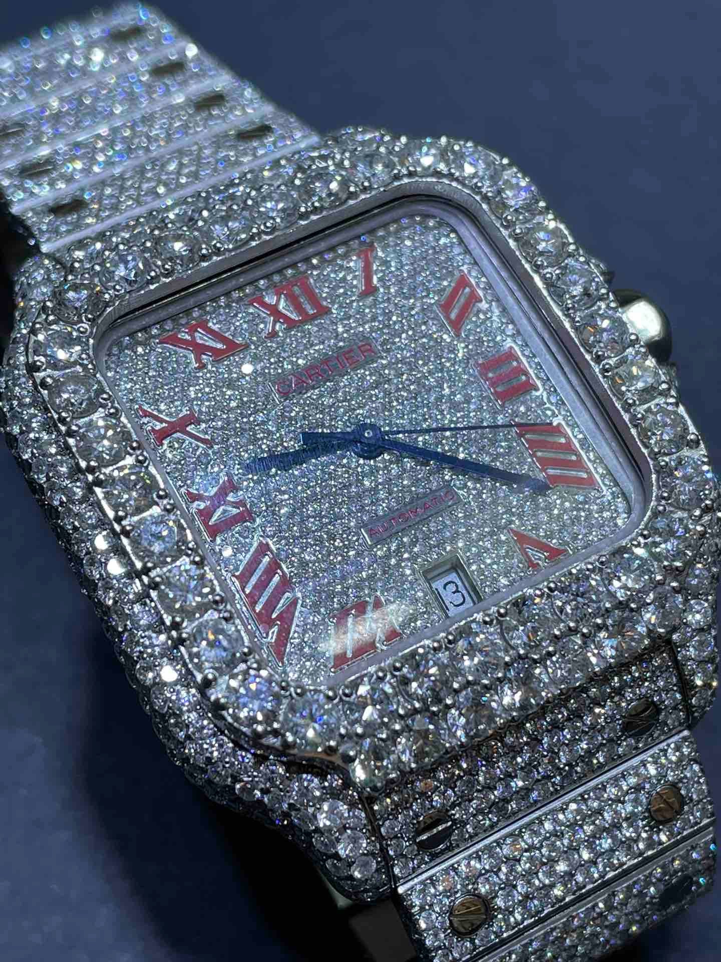 41mm Cartier Xl Vvs-1 "iced bust down" 25 cts "Avalanche" iced out watch