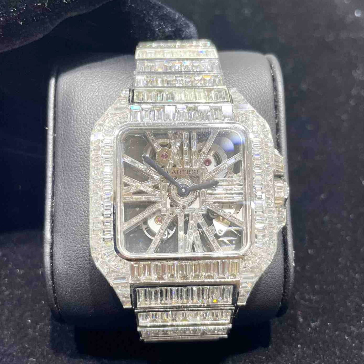 "chandelier cartier skeleton bust down" Cartier Skeleton Iced Out Chandelier VVS1 Watch 62 cts💎