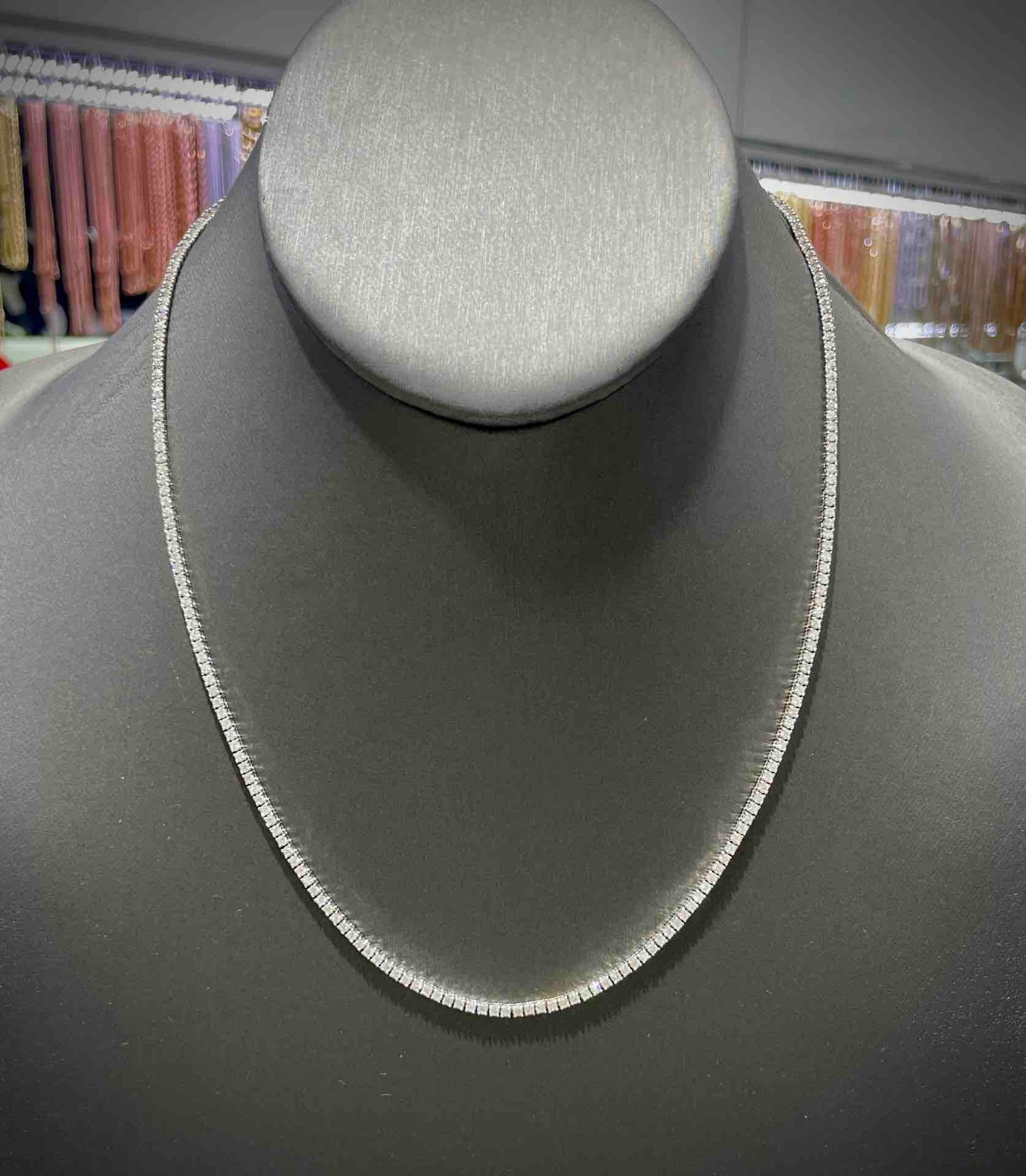 vs1 14k "bust down" tennis chain iced 6.32 cts natural diamonds t.w. white gold