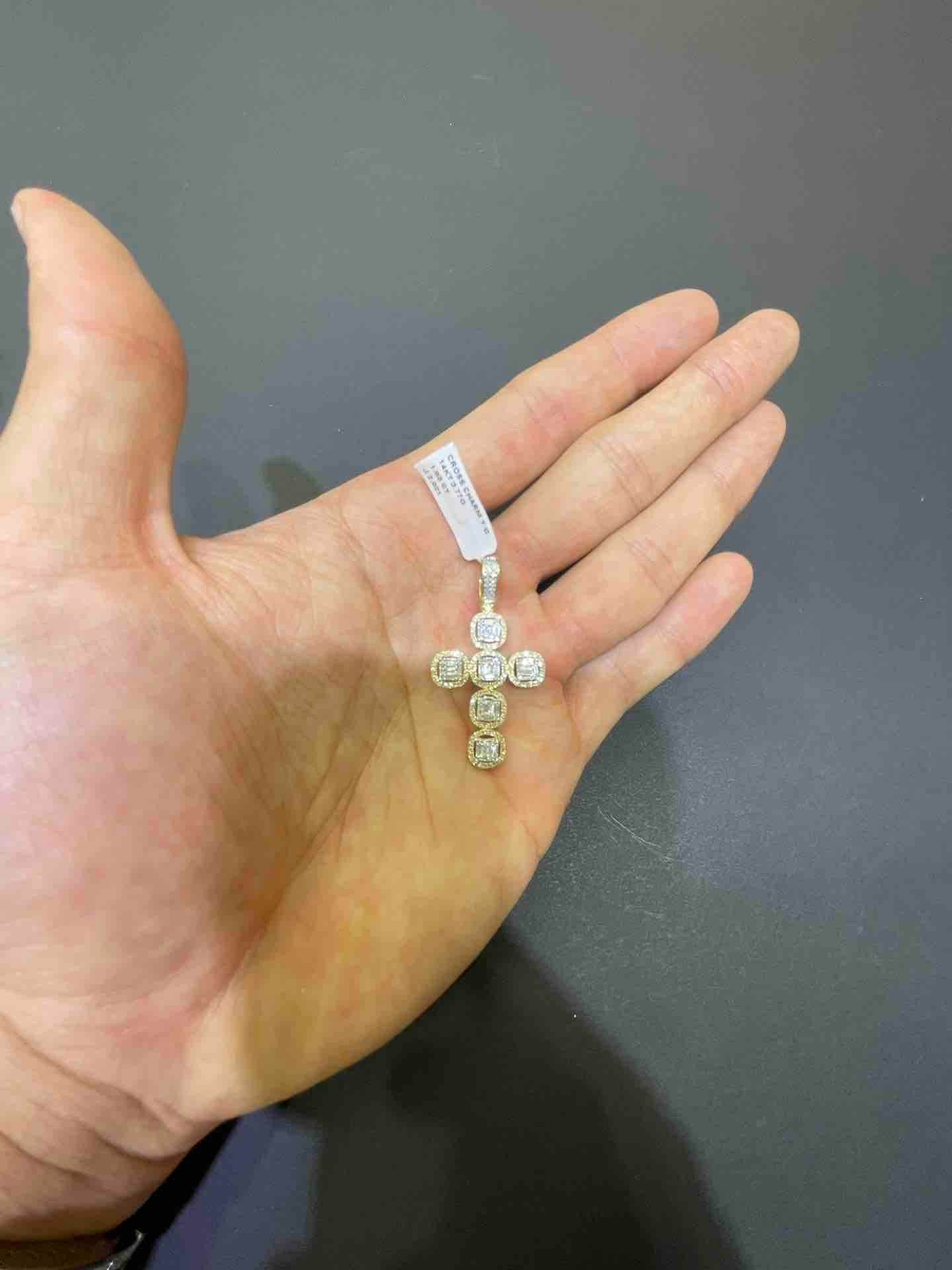"Iced Out Cross Charm 14k"