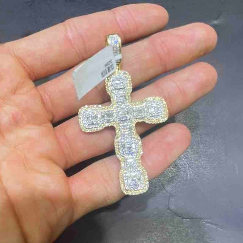 "Iced Out Cross Pendant 14k"