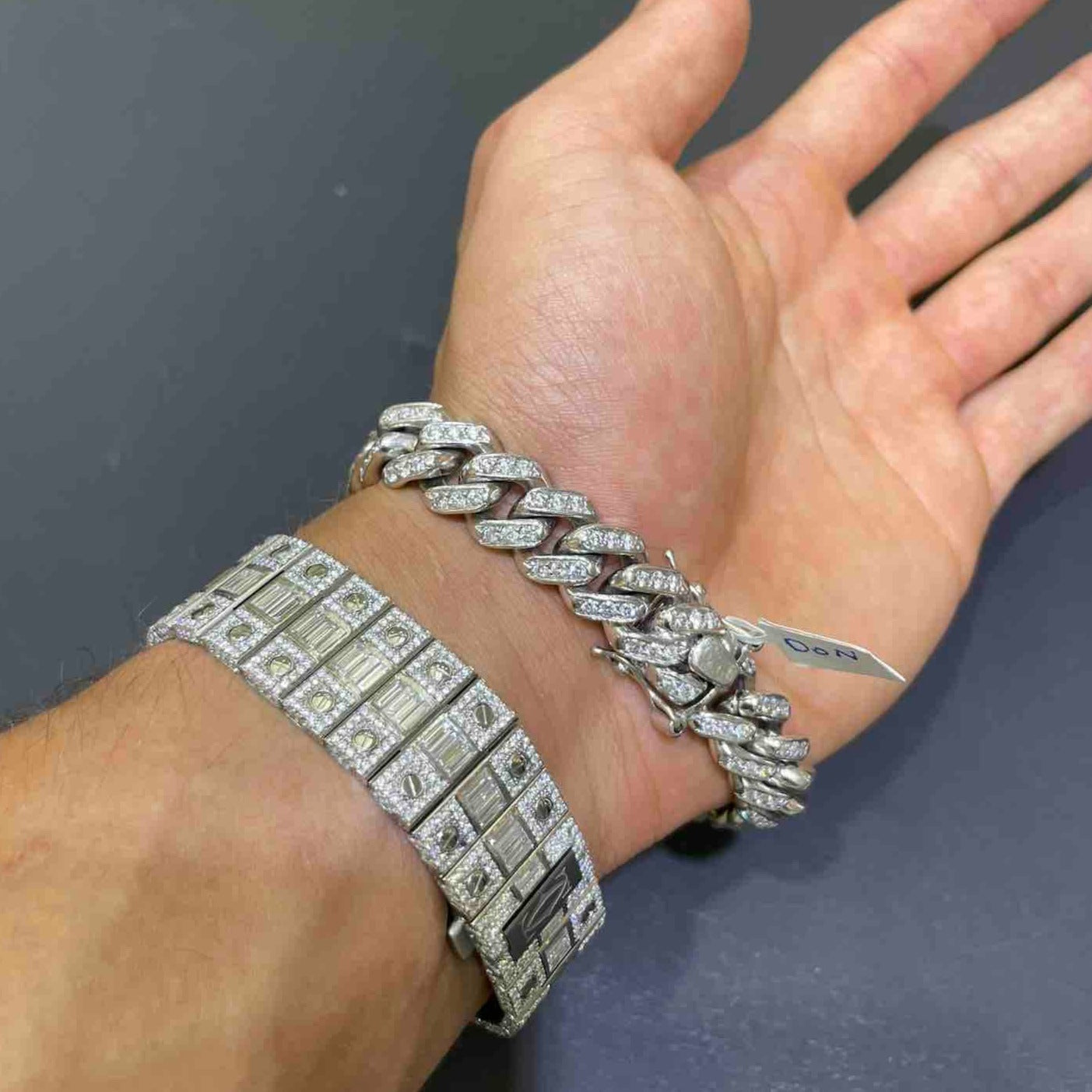 "White Gold Bust Down Cuban Bracelet 14k"