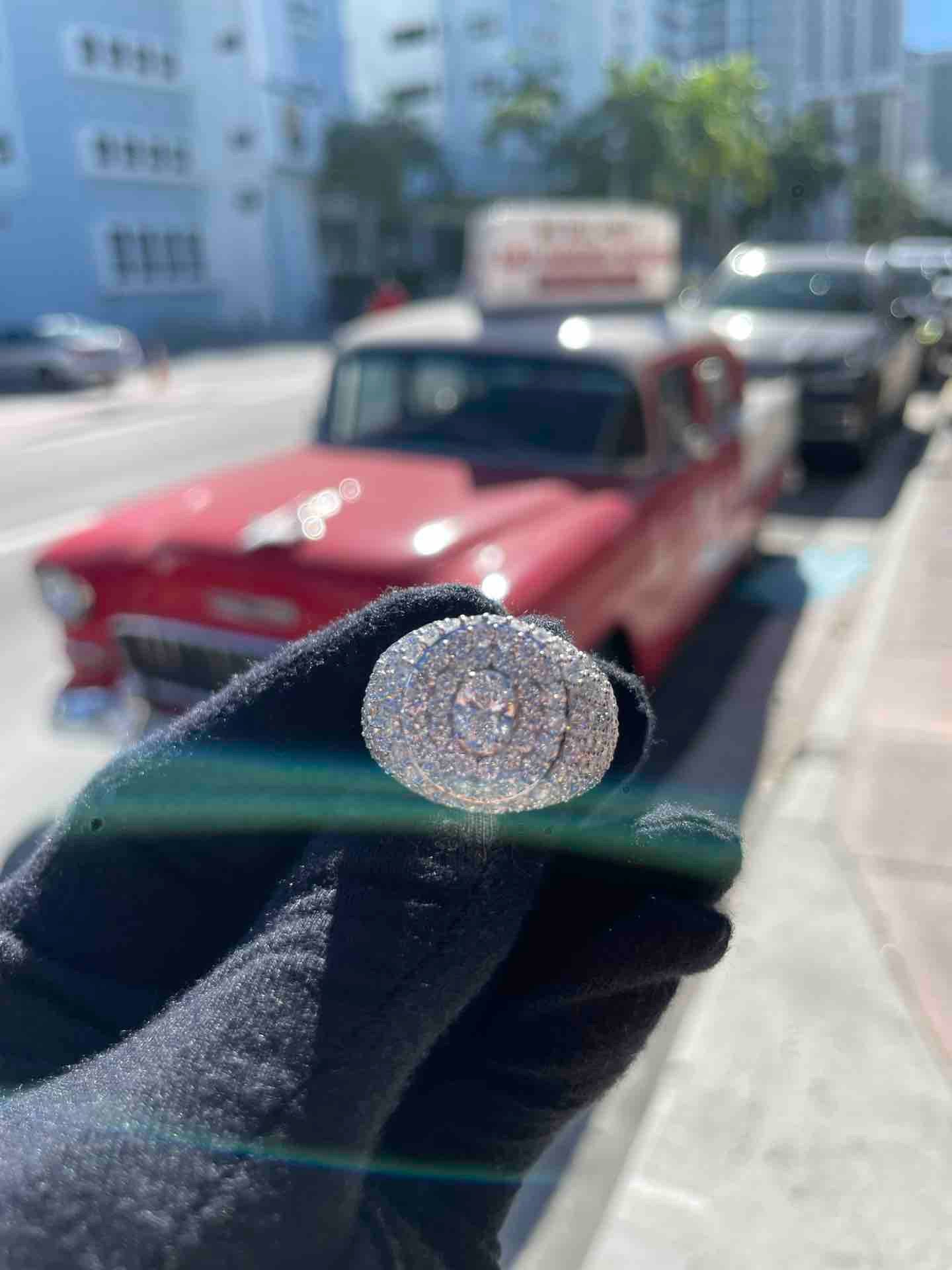 14k ICED OUT VVS RING FULLY