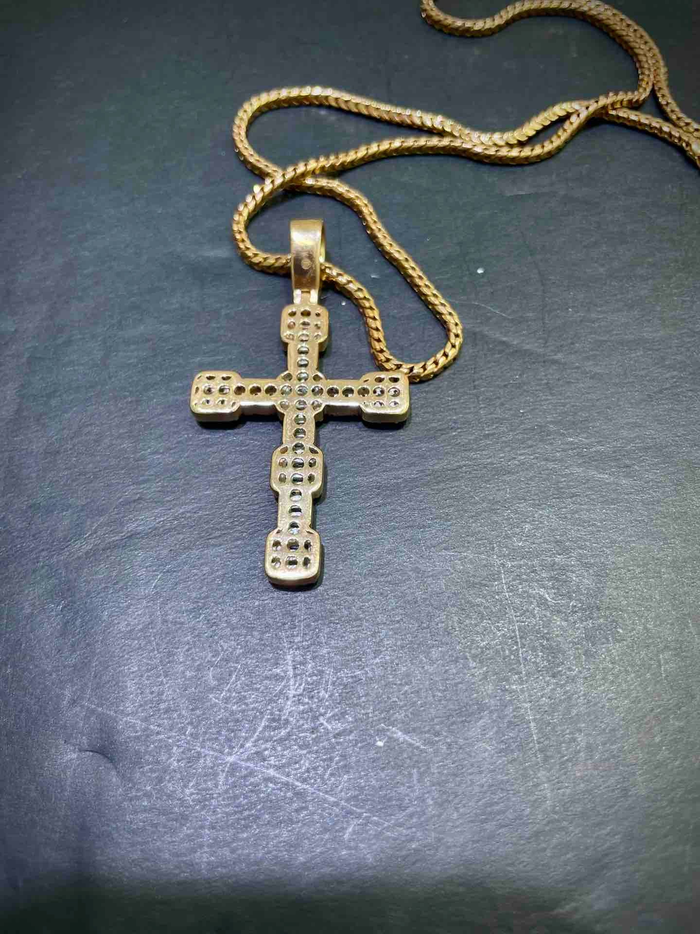 Rose Gold Iced VVS 14k Jesus Cross "Bust Down" Pendant