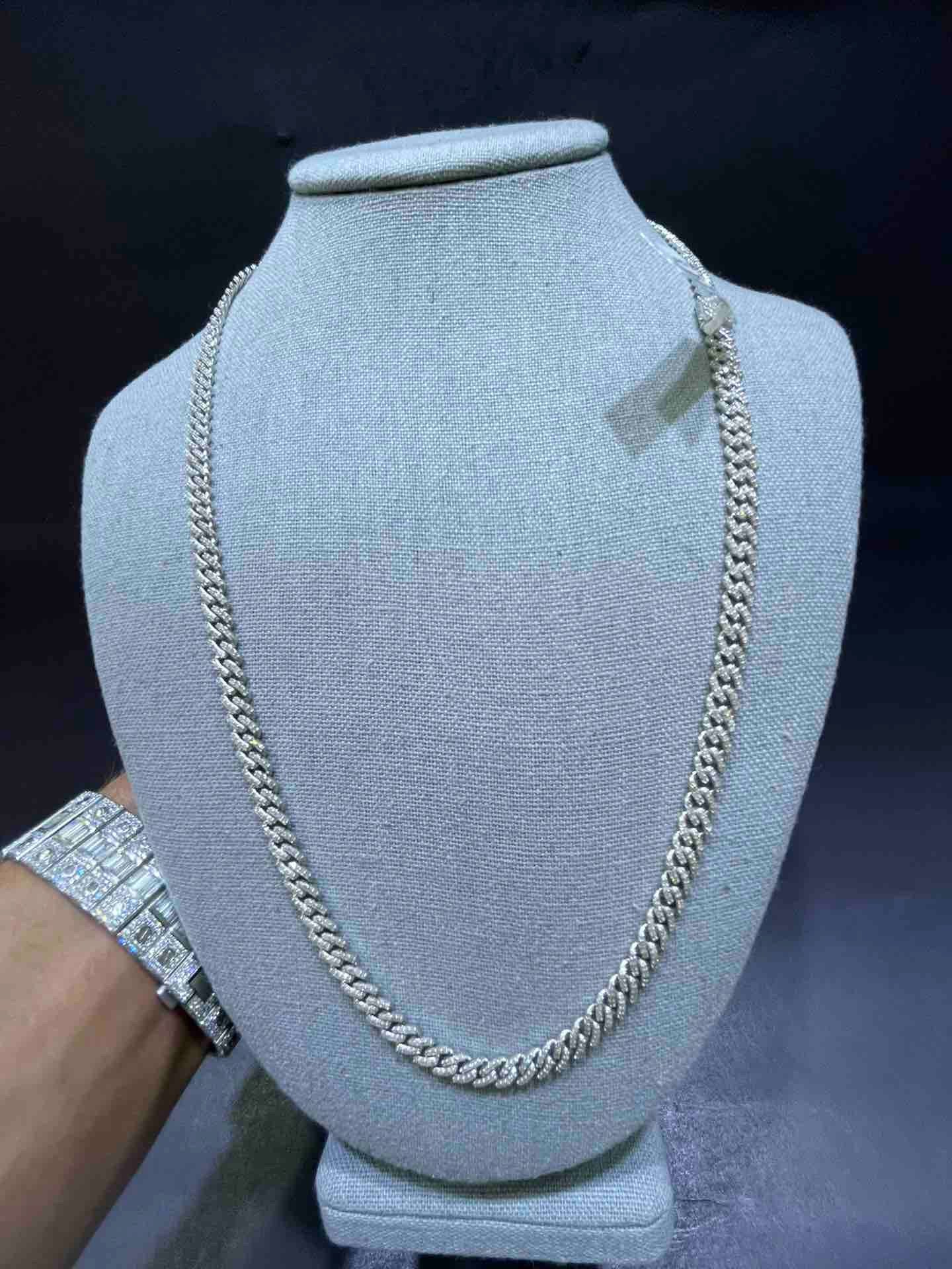 White Gold Iced Cuban Link Chain 