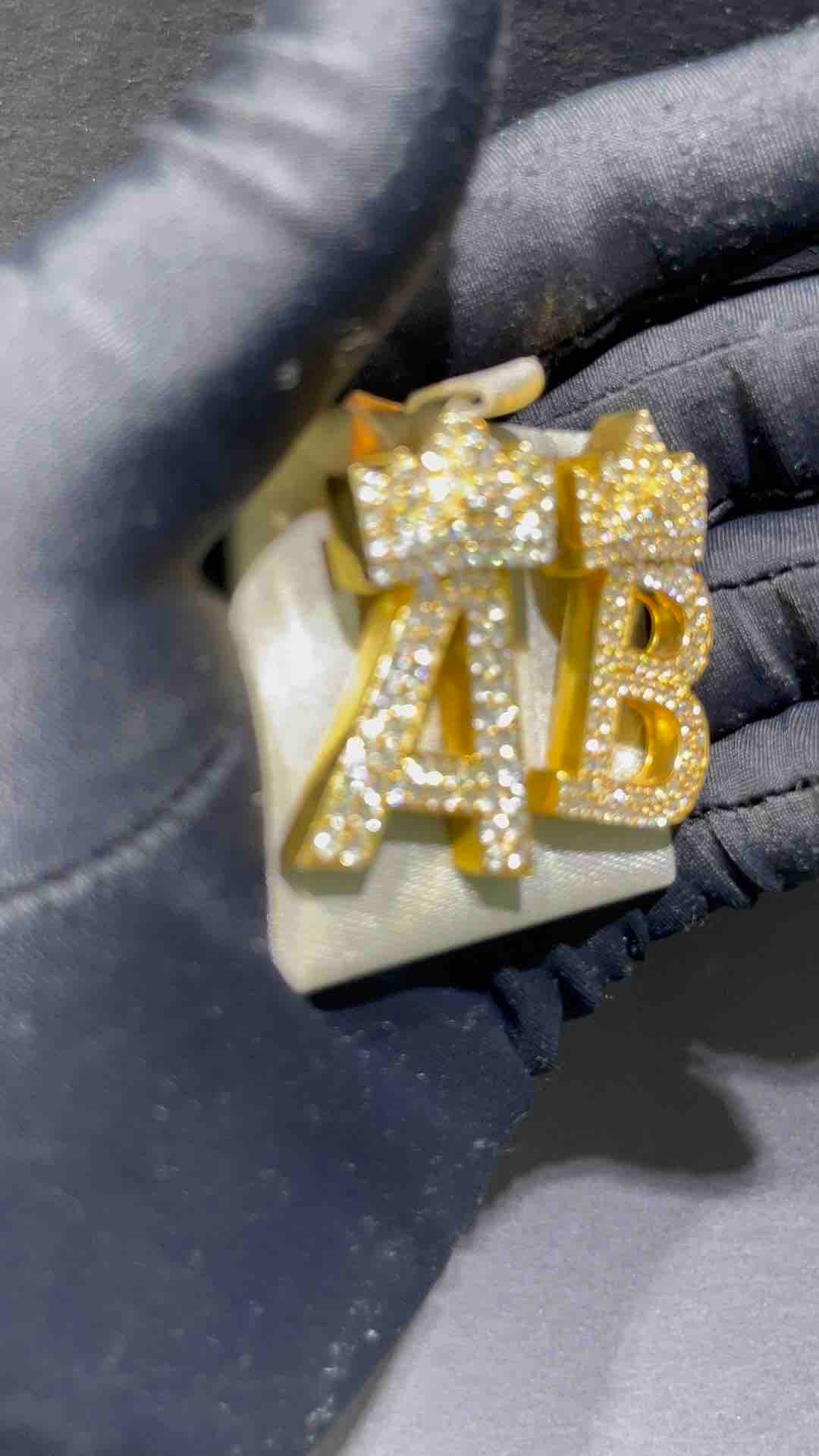 14k "Iced Out Pendant" VS1 Diamond Bust Down Initial Charm 14 grams and 2.75 ct (103pcs, F+) of Natural Diamonds available in any letter in the alphabet