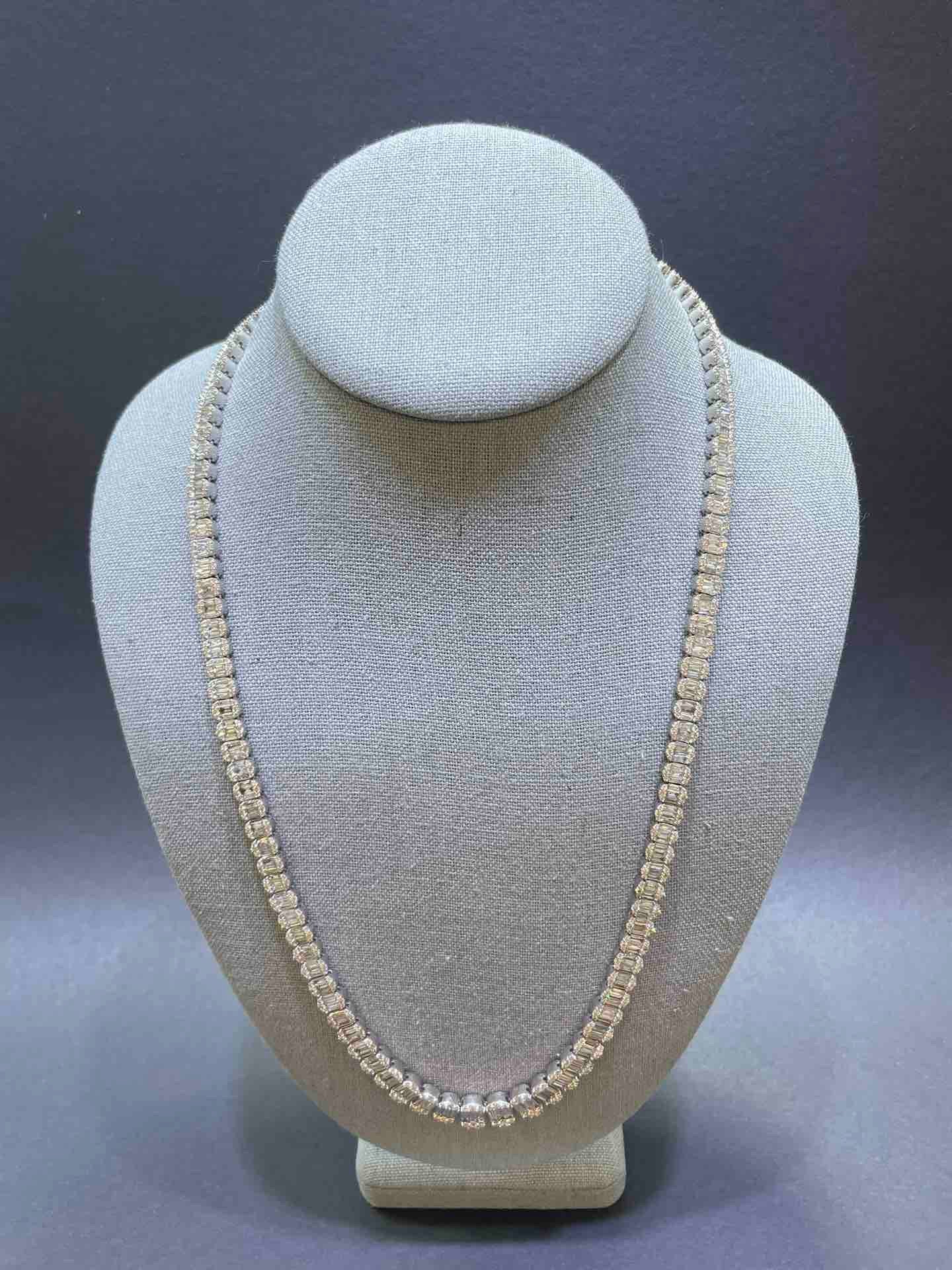 vvs baguette chain iced 32 cts natural diamonds t.w. 24 inches bust down chain
