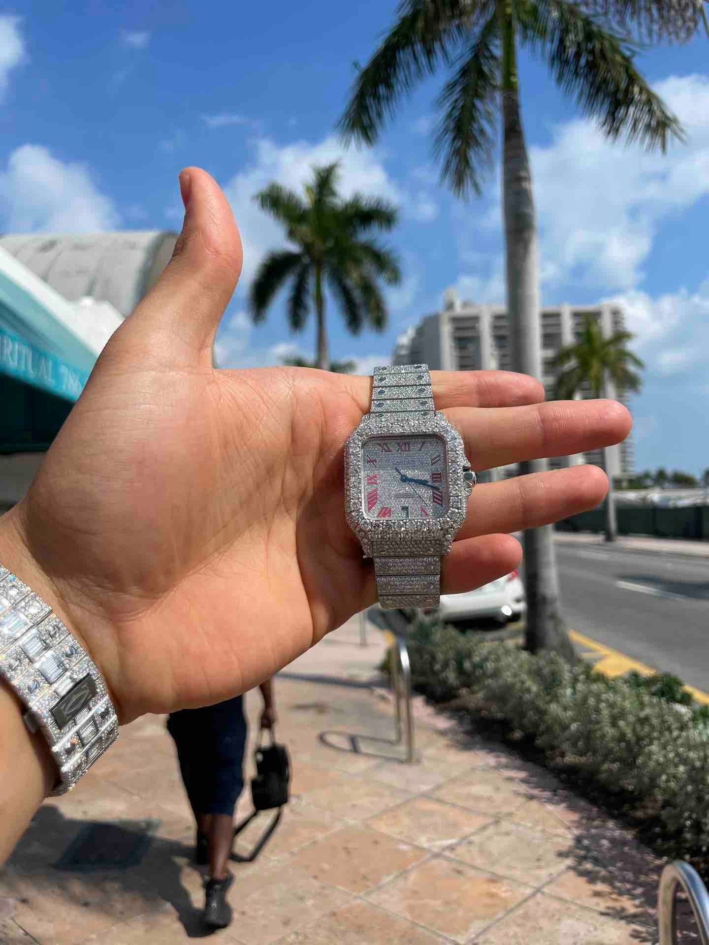 iced out cartier santos