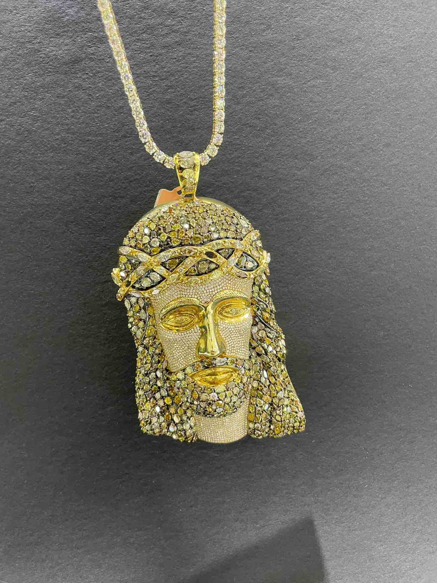 14k Diamond Jesus Charm Yellow Gold Success