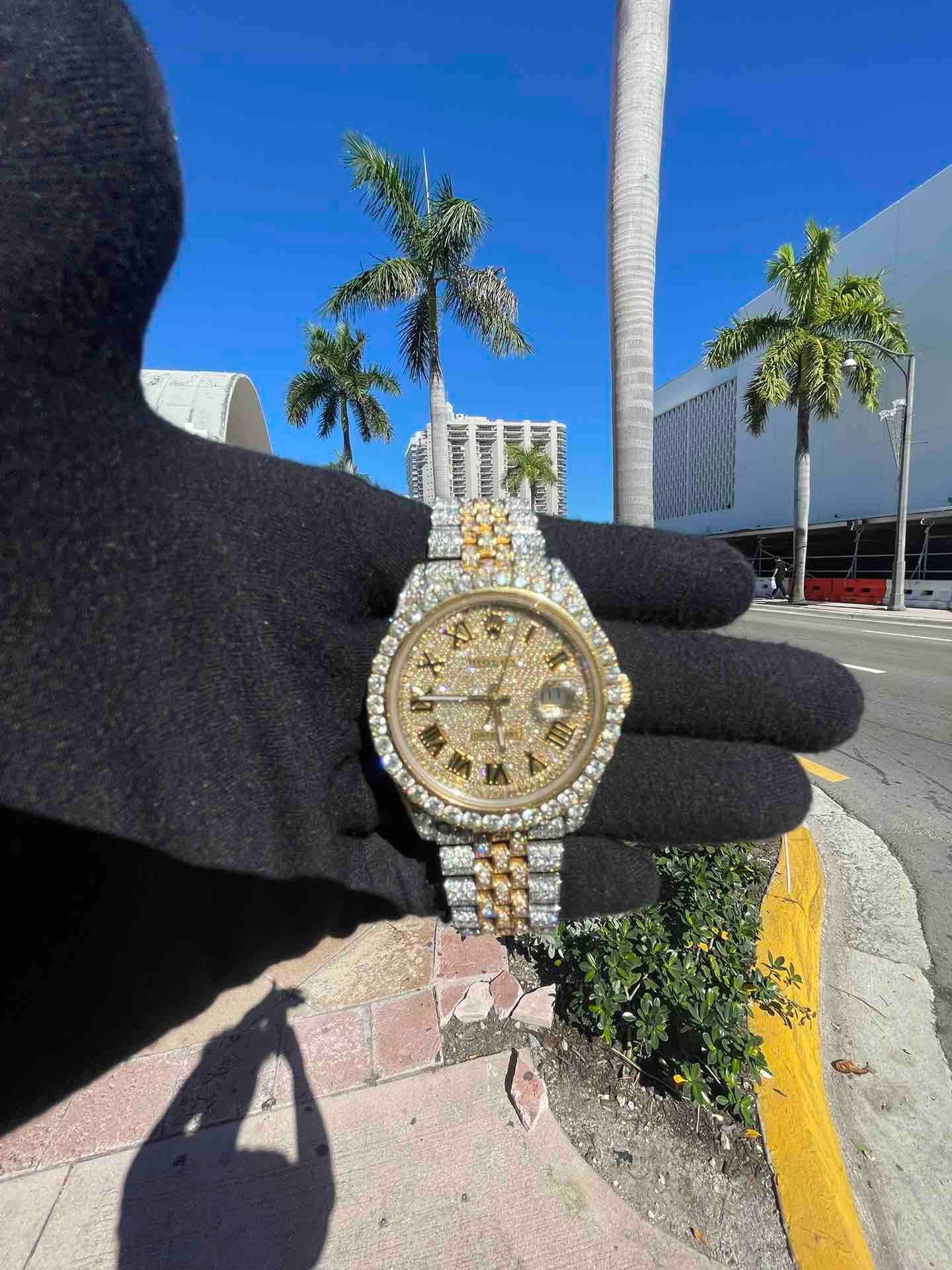 41mm rolex bust down yellow two tone with 29 cts VS1 diamonds